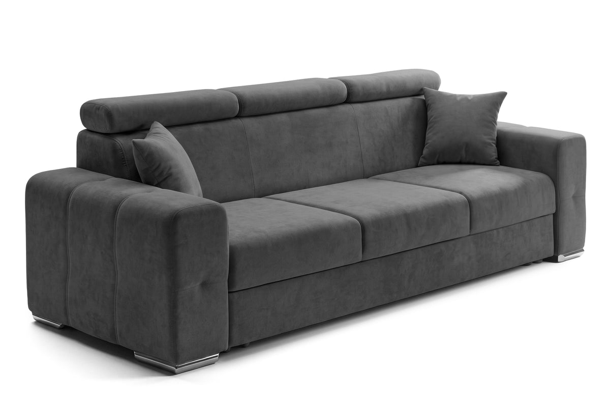 Canapea Extensibila 3 locuri BELLAGIO, cu tetiere, 235x95x85 cm - Prestigehome.ro - Canapea 3 Locuri - Prestige - #color_gri-inchis-enjoy