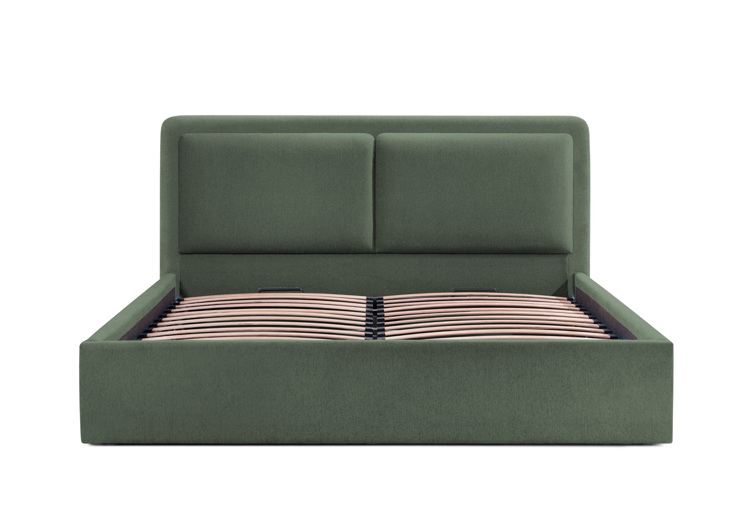 Pat Tapițat PIEMONTE, cu somieră rabatabilă și ladă de depozitare, #color_loft-verde-inchis