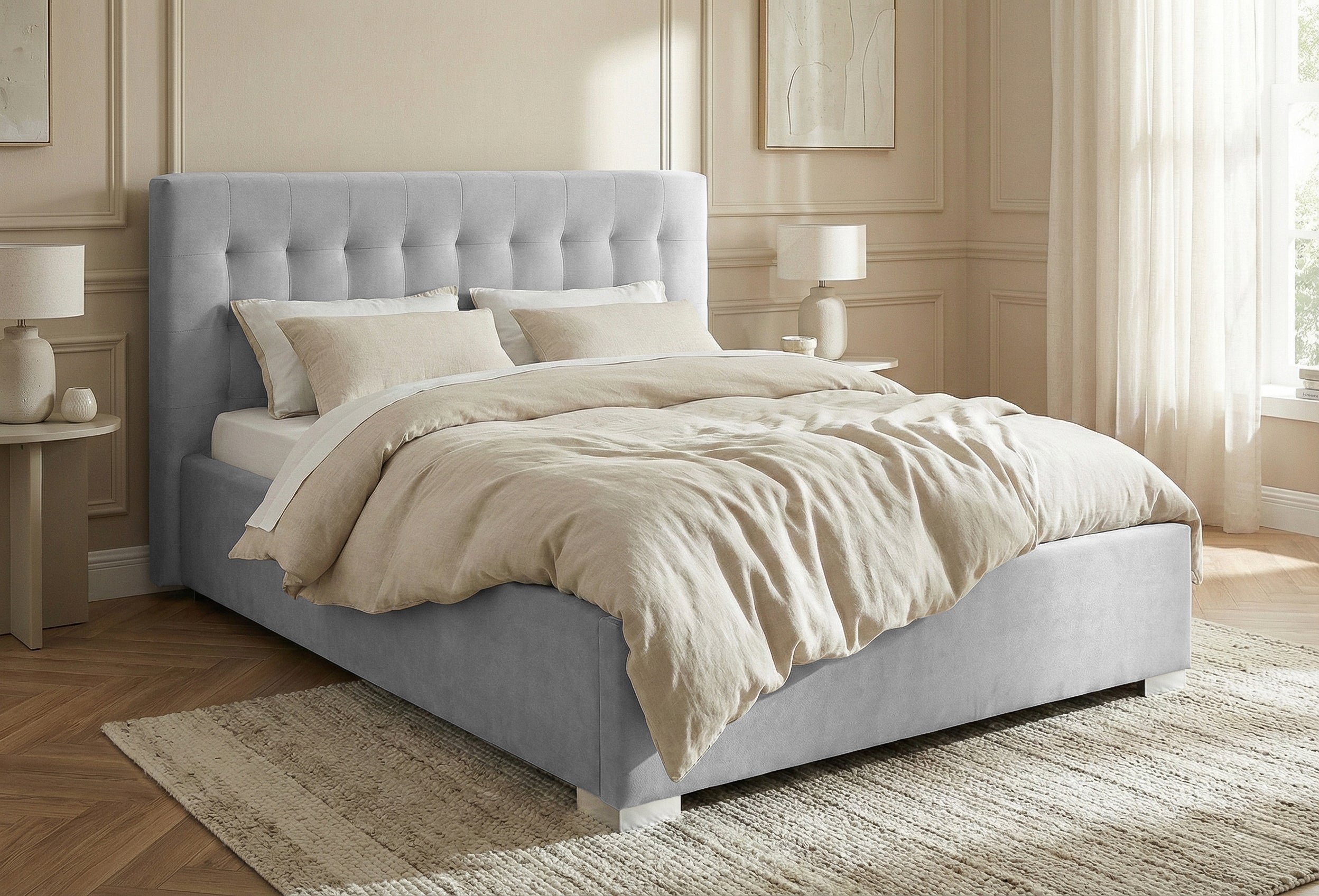 Pat Tapitat Strasbourg, cu Lada Rabatabil, Velur-Menta, Prestigehome.ro, Prestige, #Color_swing-gri