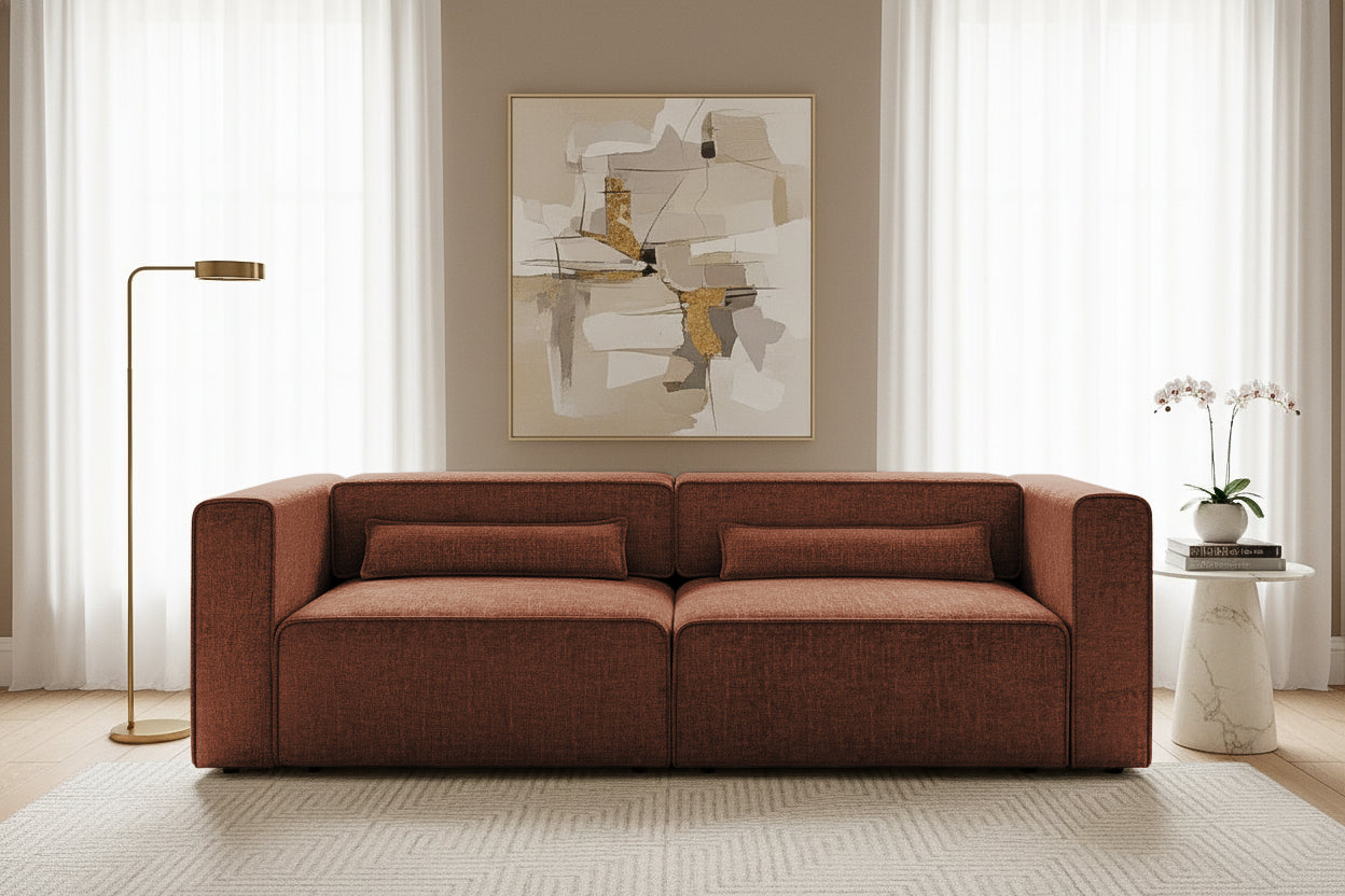 Canapea Extensibilă 3 locuri ZANETTO, cu 2 lăzi depozitare, 240x100x70 cm, #color_Bordeaux-Onyx