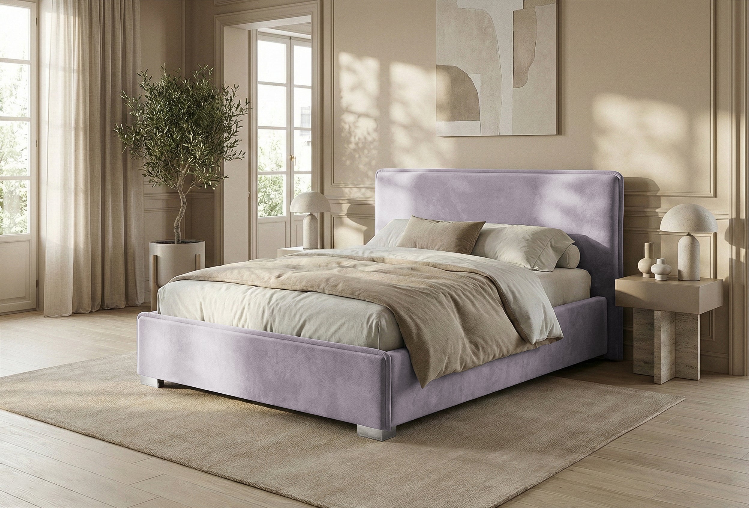 Pat Tapițat Nice, cu somieră rabatabilă și ladă de depozitare, Prestigehome.ro, Prestige, #Color_swing-violet