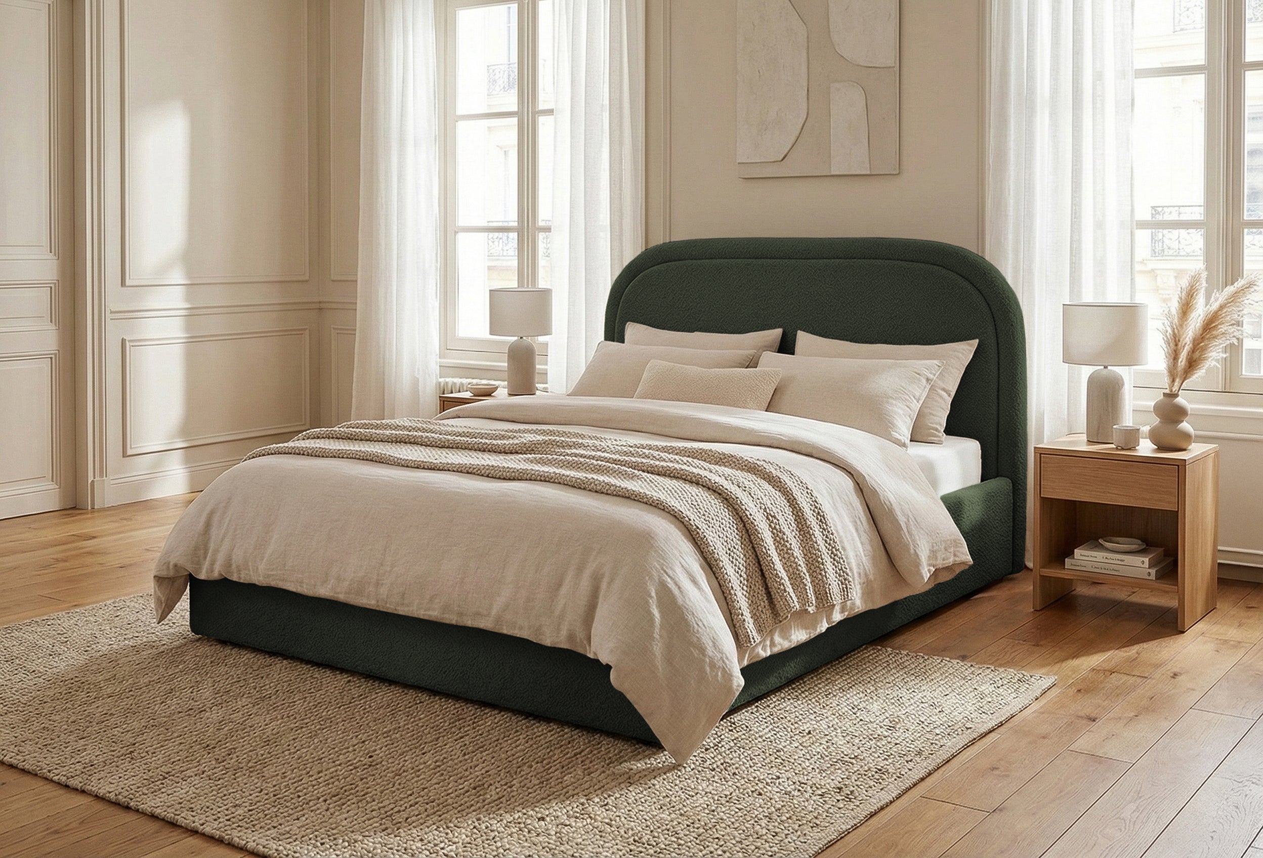 Pat Tapițat Cloud, cu somieră rabatabilă și ladă de depozitare, #color_Anthology-Verde