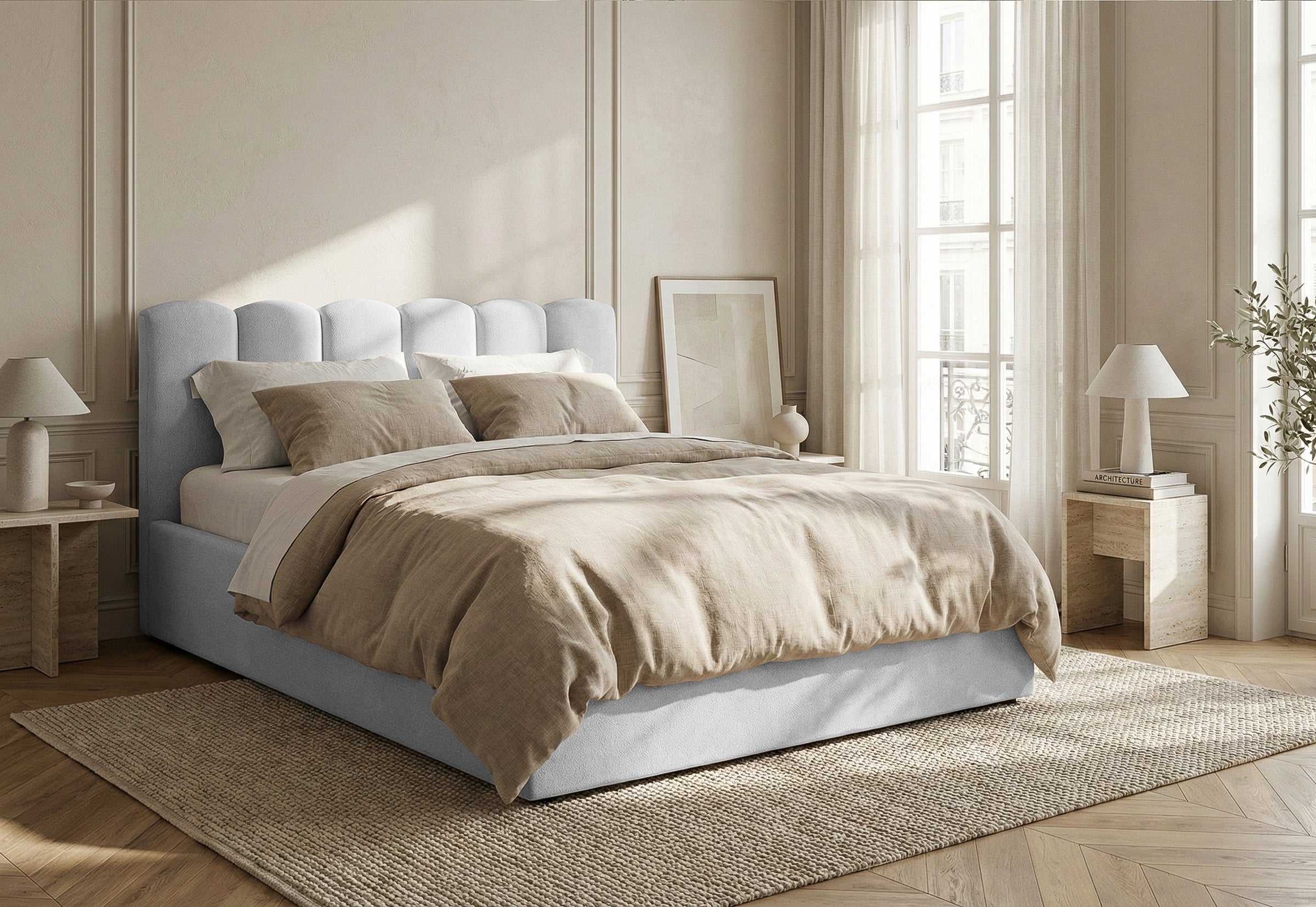 Pat Tapițat PRINCESS, cu somieră rabatabilă și ladă de depozitare, #color_Gri-Cenusiu-Mystery