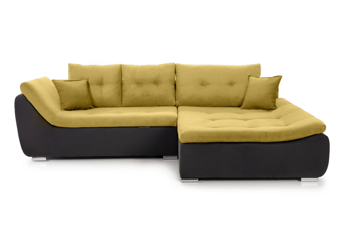 Coltar Extensibil pe dreapta LORENZO, cu lada de depozitare, 285x180x70 cm,- Prestigehome.ro - Coltare - Prestige - #color_Galben-Gri-Inchis-Enjoy