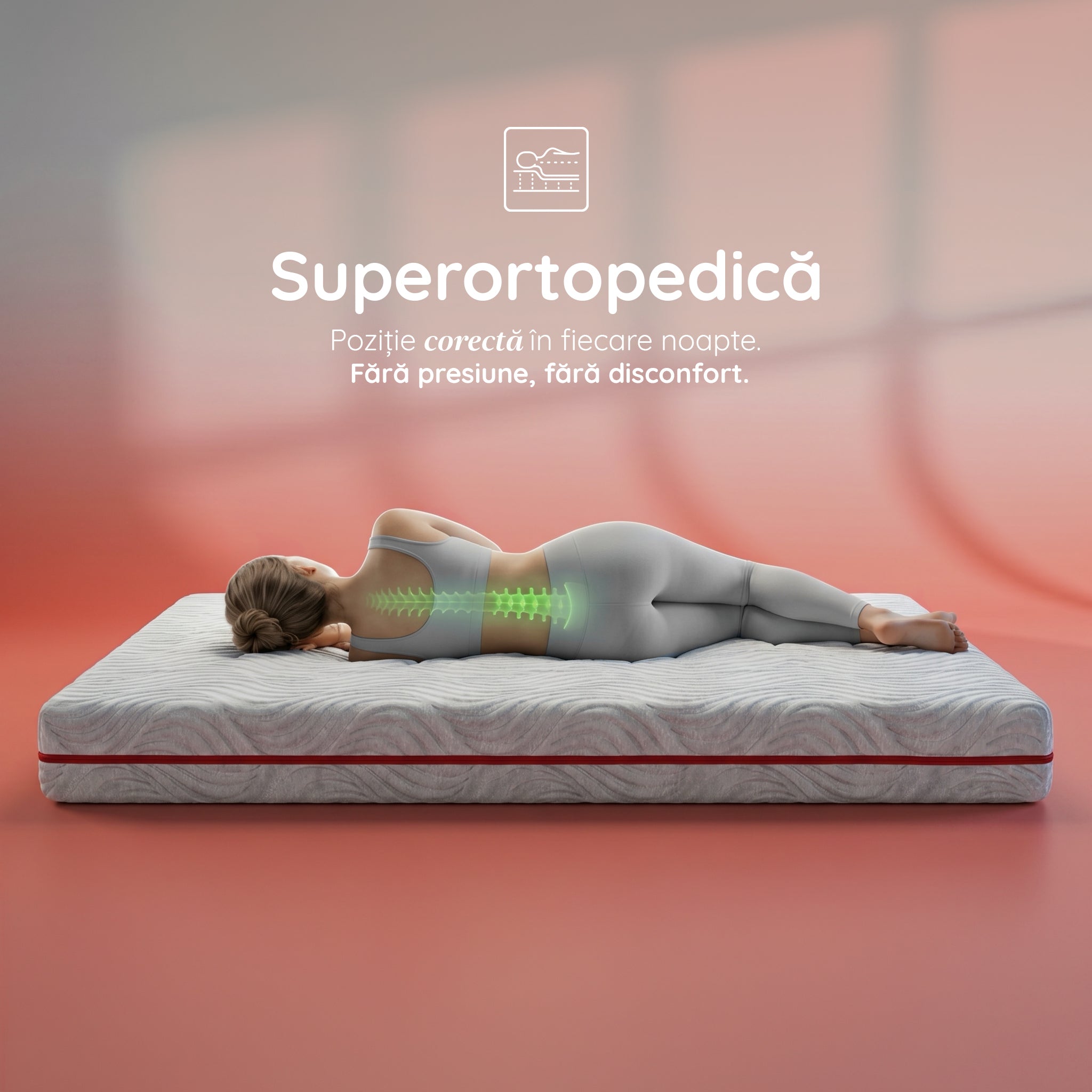 Saltea WAVE MULTILAYER, spumă cu memorie, spumă reziliență mare, husă hipoalergenică detașabilă și lavabilă, superortopedică, grosime 20 cm
