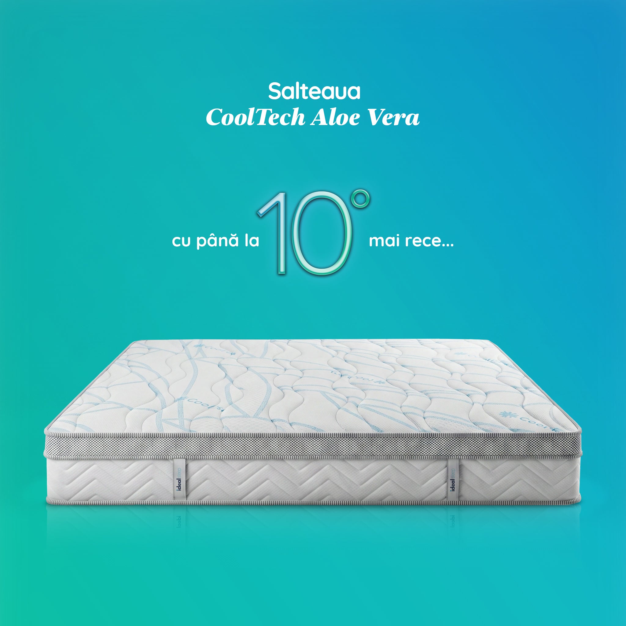 Saltea Ideal Sleep COOLTECH ALOE VERA, Arcuri Bonell, spumă poliuretanică pe multiple straturi, husă CoolTech, superortopedică, Grosime 24 cm