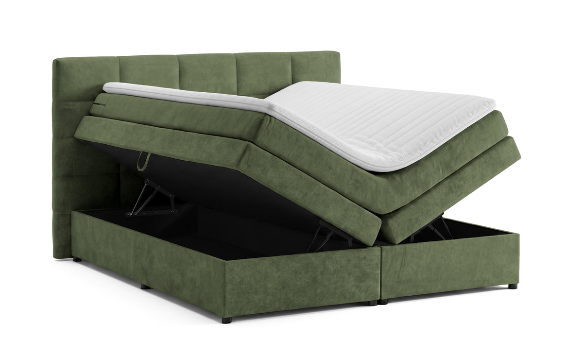 Pat Boxspring Gibson, cu lada de depozitare, Verde, Prestigehome.ro, Prestige, #Color_Verde-Enjoy