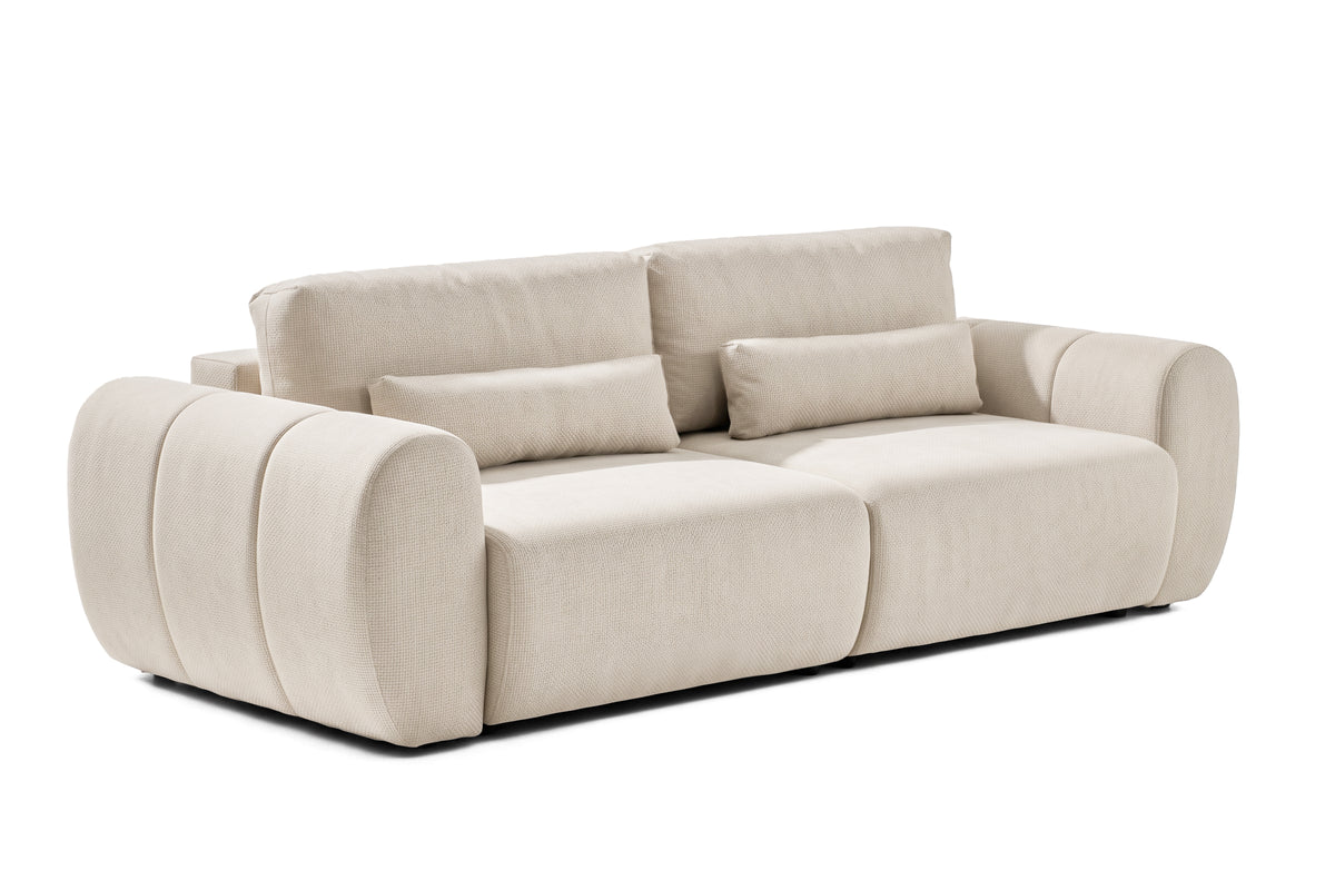 Canapea Extensibilă 3 locuri VERSA, cu 2 lăzi depozitare, 260x110x85 cm, #color_Crem-Loft
