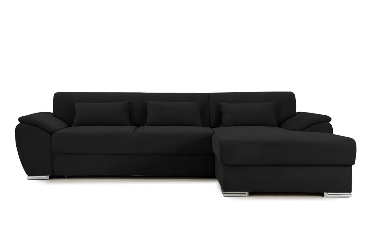 Colțar Extensibil PICASSO, cu ladă de depozitare, variante stânga/dreapta 300x170x80 cm #color_Negru-Enjoy