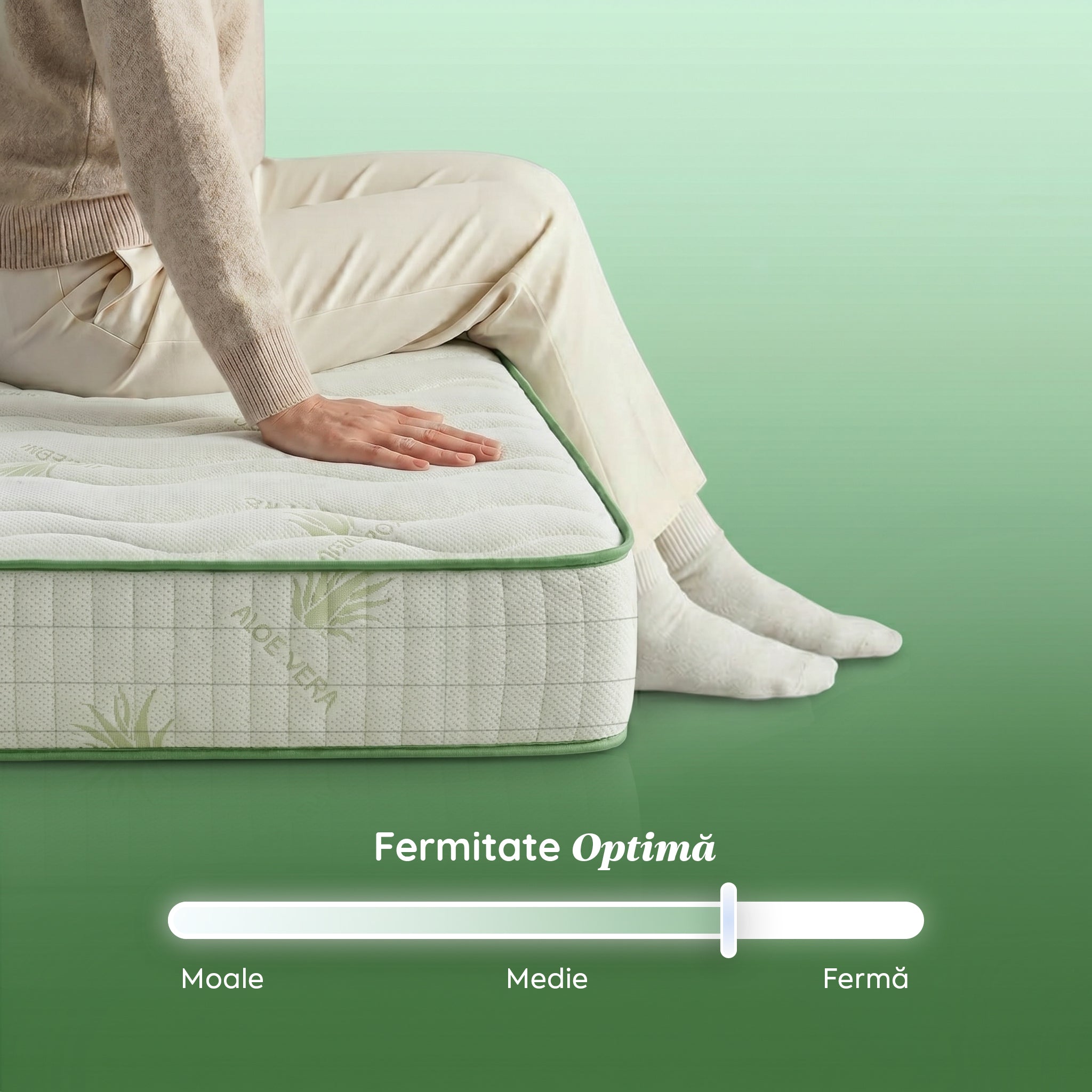 Saltea ALOE VERA THERAPY, spumă poliuretanică, reversibilă, hipoalergenică, super ortopedică, Grosime 19 cm   - Prestige Home 