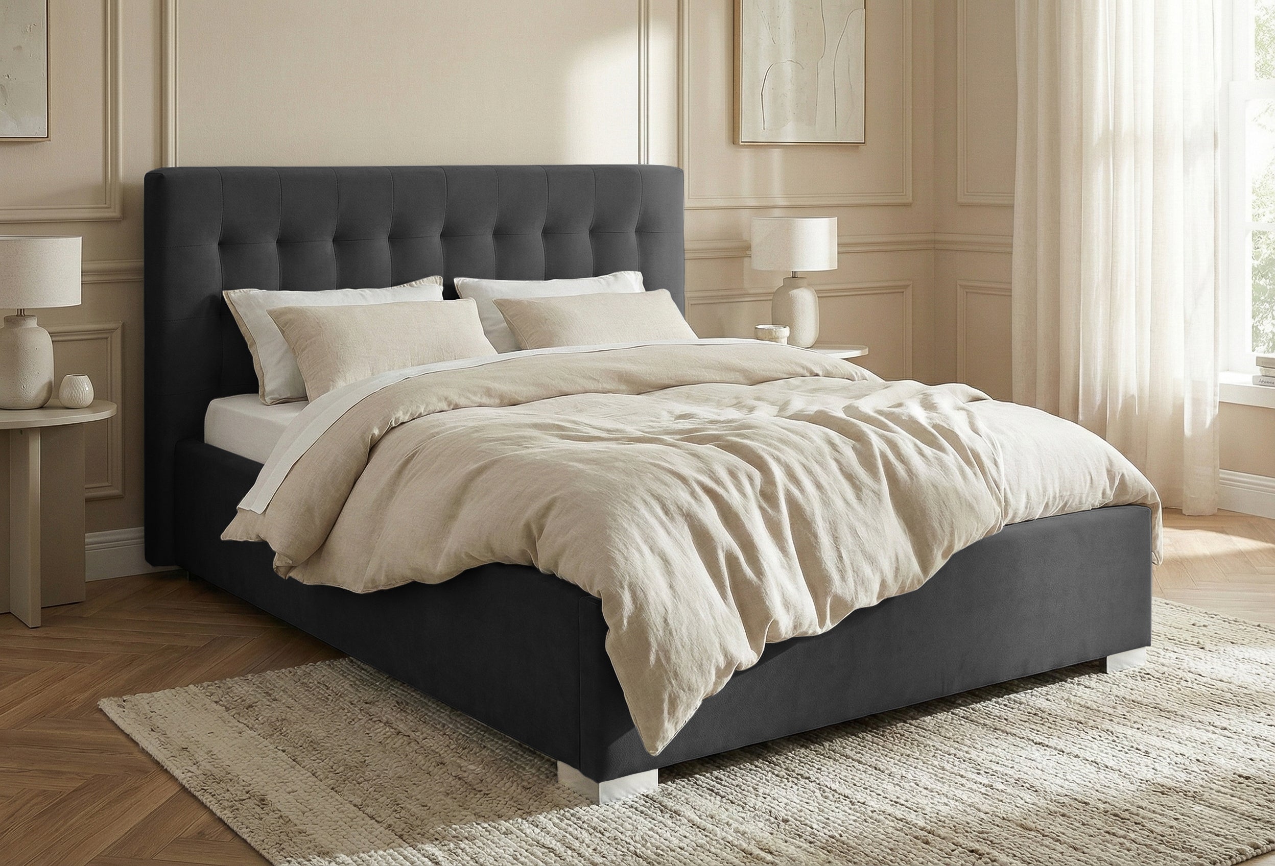 Pat Tapitat Strasbourg, cu Lada Rabatabil, Velur-Menta, Prestigehome.ro, Prestige, #Color_swing-antracit