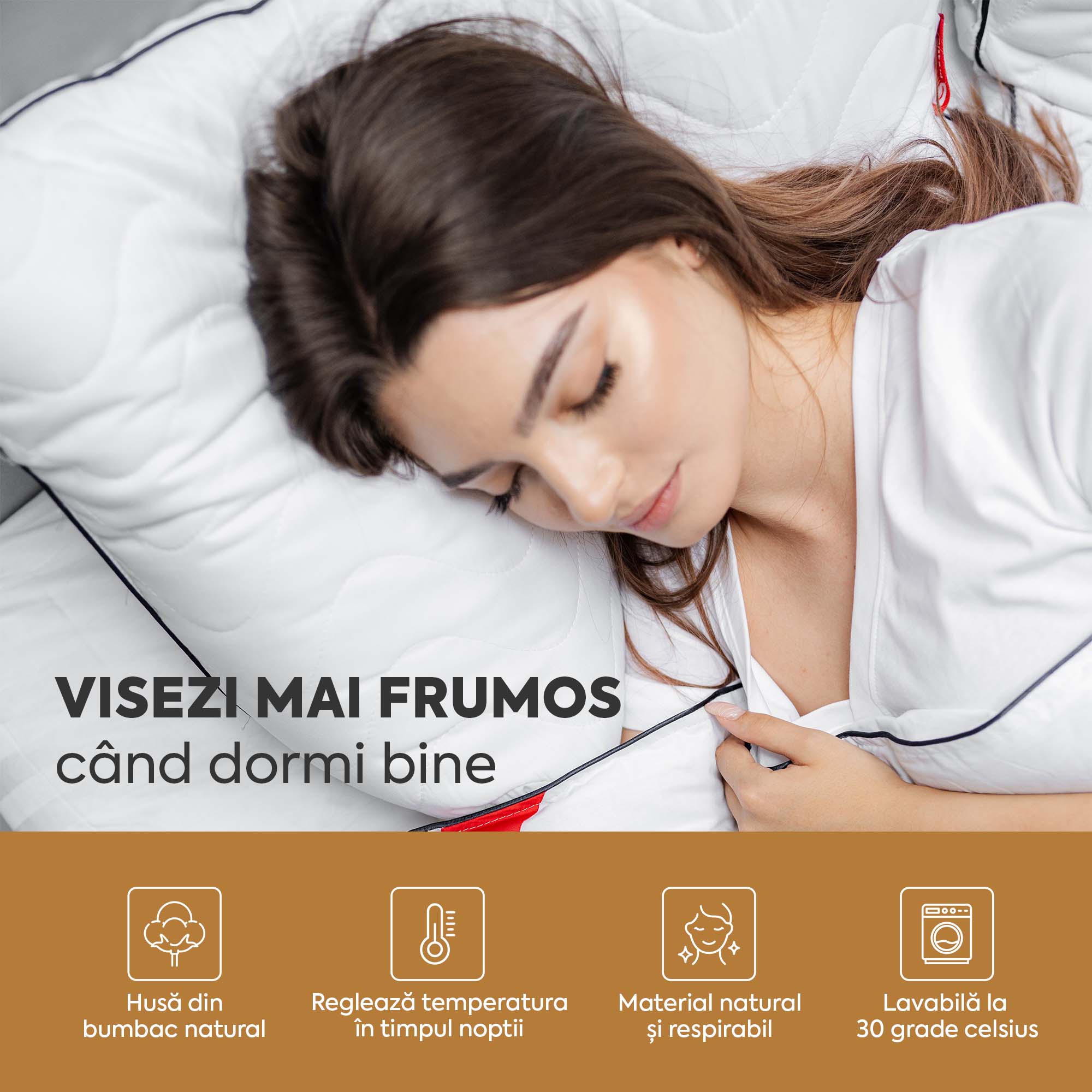 Pilotă Cotton Dream cu microfibră, husă bumbac, 140x200 cm-Pilotă-Prestige Home-Prestige Home