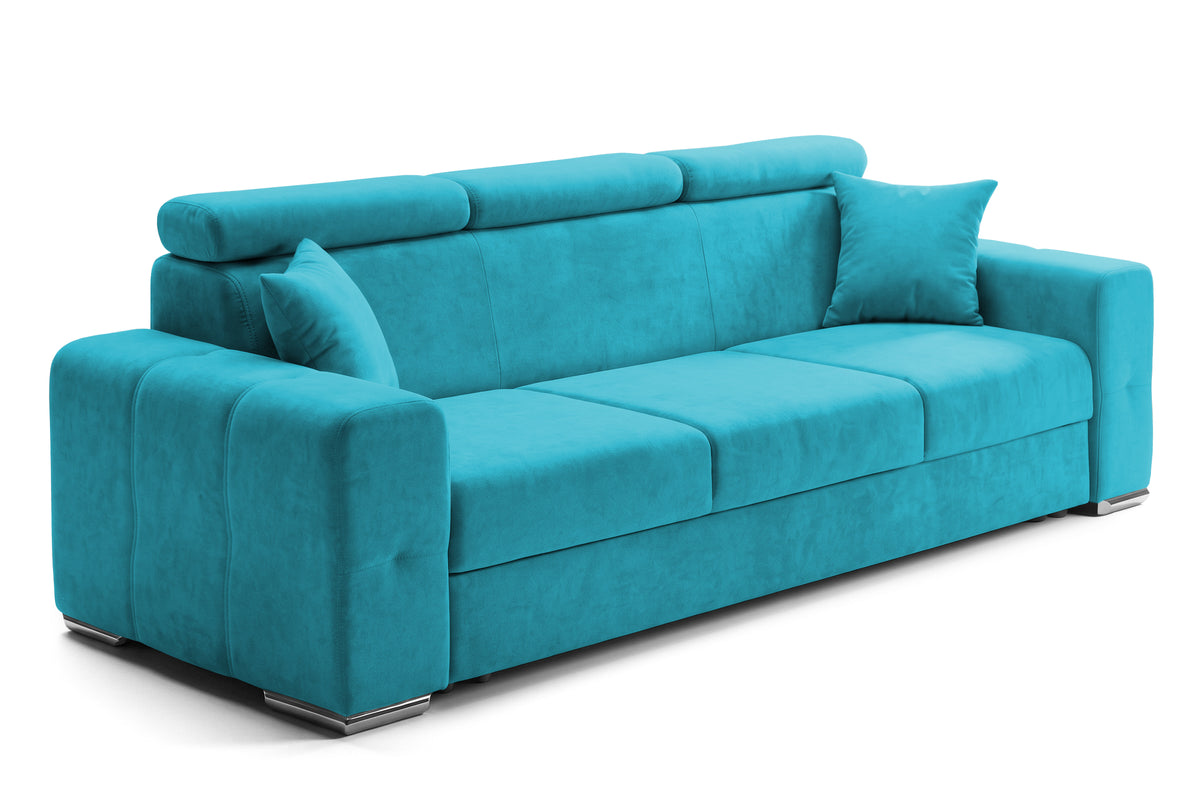 Canapea Extensibila 3 locuri BELLAGIO, cu tetiere, 235x95x85 cm - Prestigehome.ro - Canapea 3 Locuri - Prestige - #color_turcoaz-enjoy