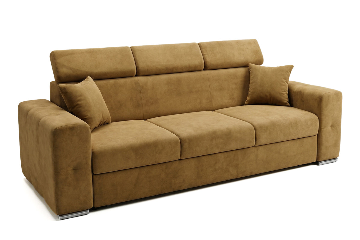 Canapea Extensibilă 3 locuri BELLAGIO, cu tetiere reglabile, 242x95x99 cm, Galben-Olive - Outlet