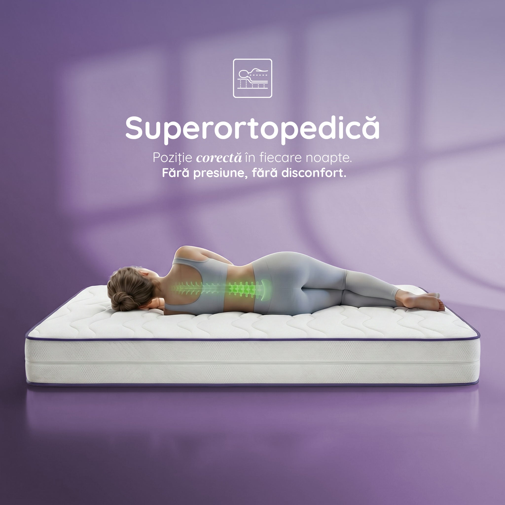 Saltea HYGENE THERAPY HYBRID, 7 zone de confort, Arcuri Individuale, husă detașabilă cu fermoar, lavabilă, superortopedică, Grosime 24 cm - Prestige Home
