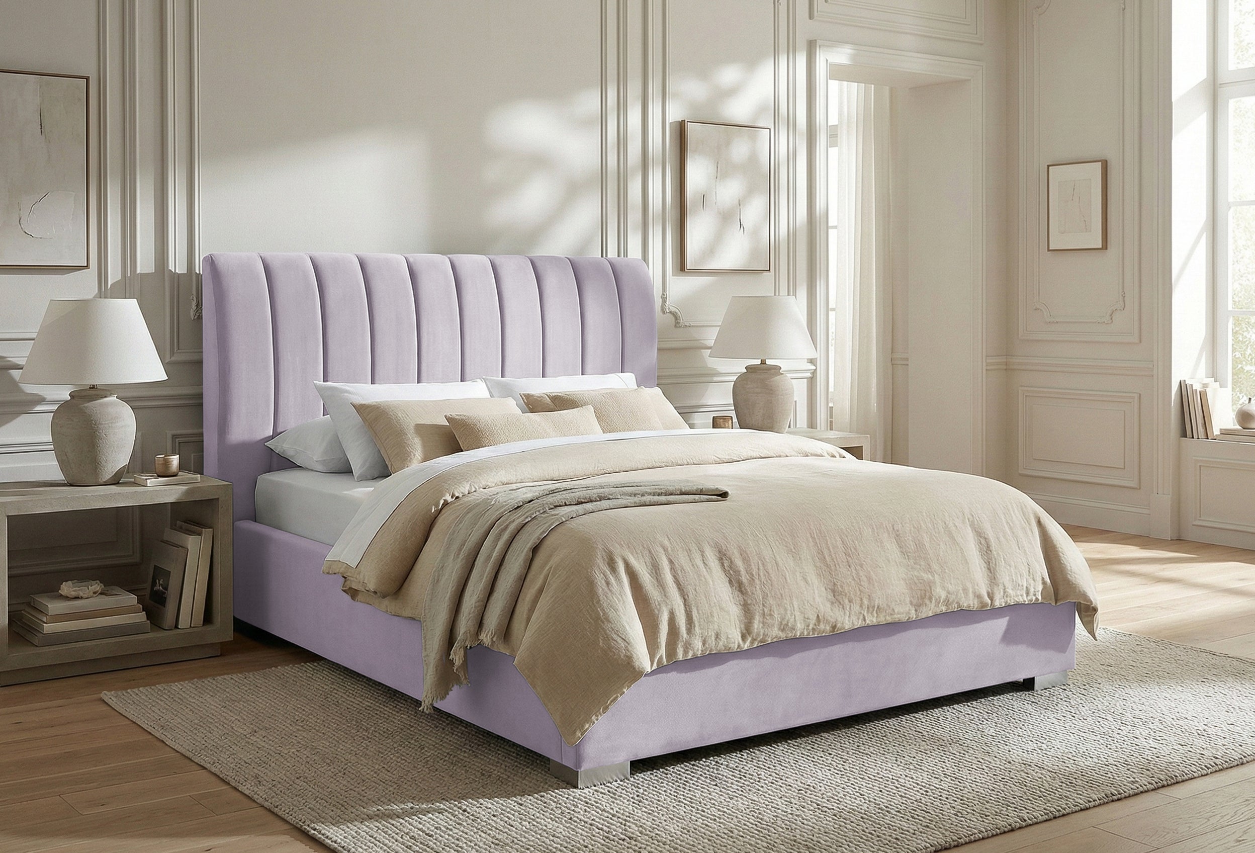 Pat Tapițat Santiago, cu somieră rabatabilă și ladă de depozitare, Prestigehome.ro, Prestige, #Color_swing-violet