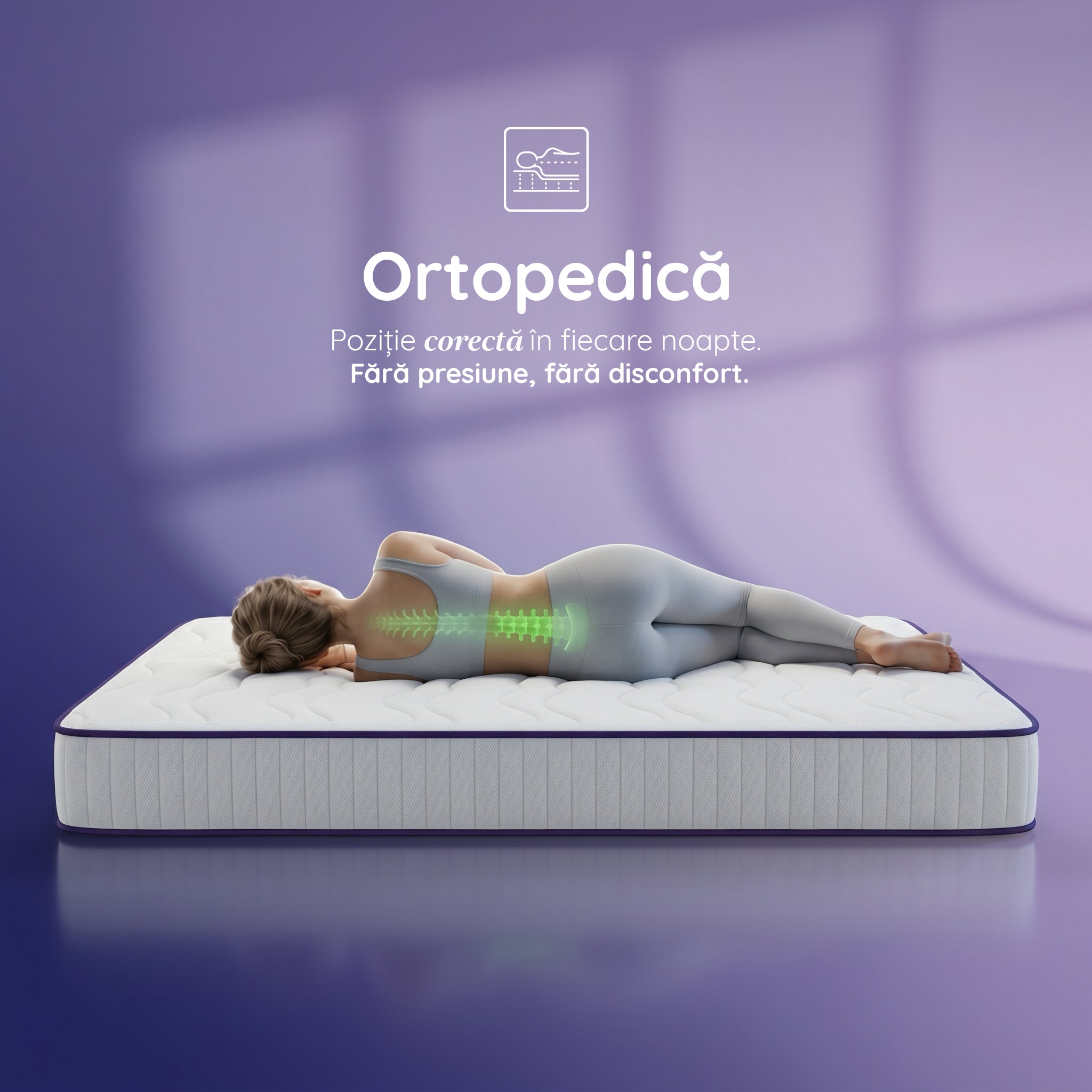 Saltea ERGO COMFORT, ortopedică, cu spumă poliuretanică și arcuri, Grosime 18 cm