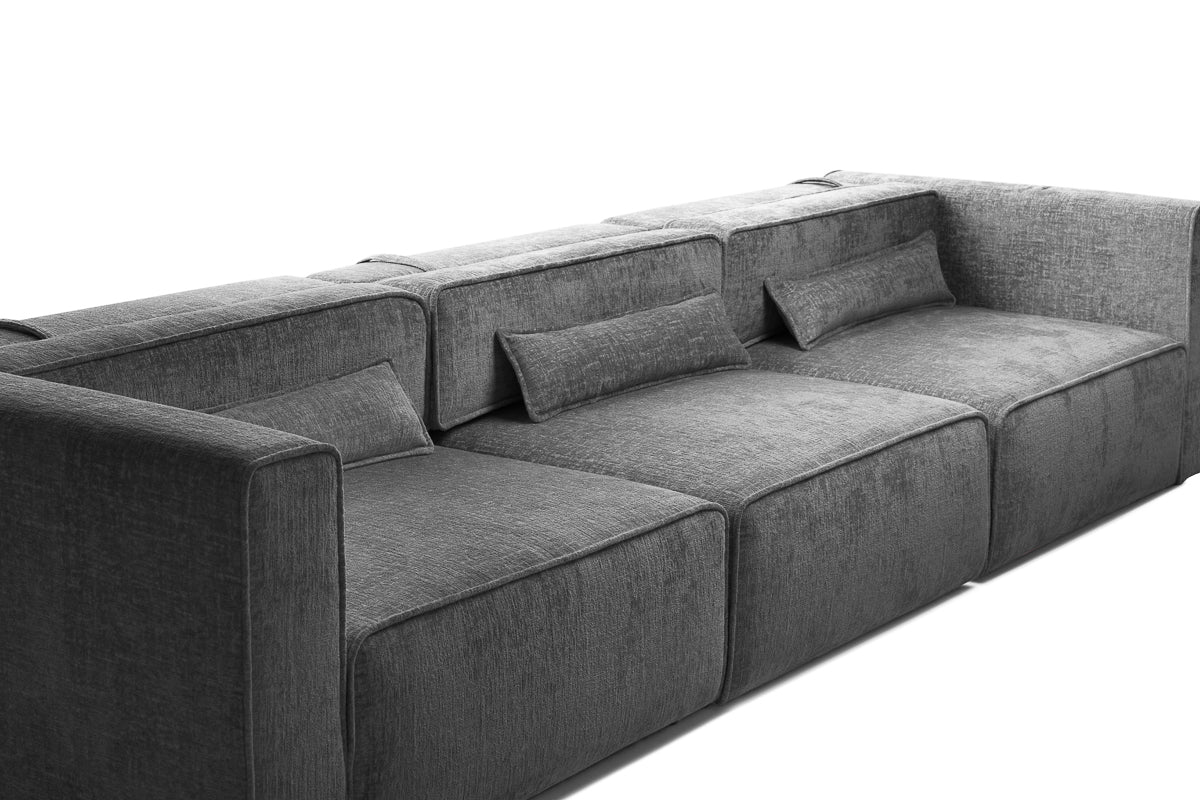 Canapea Extensibilă 4 locuri ZANETTO, cu 3 lăzi depozitare, 340x100x70 cm, #color_Gri-Onyx