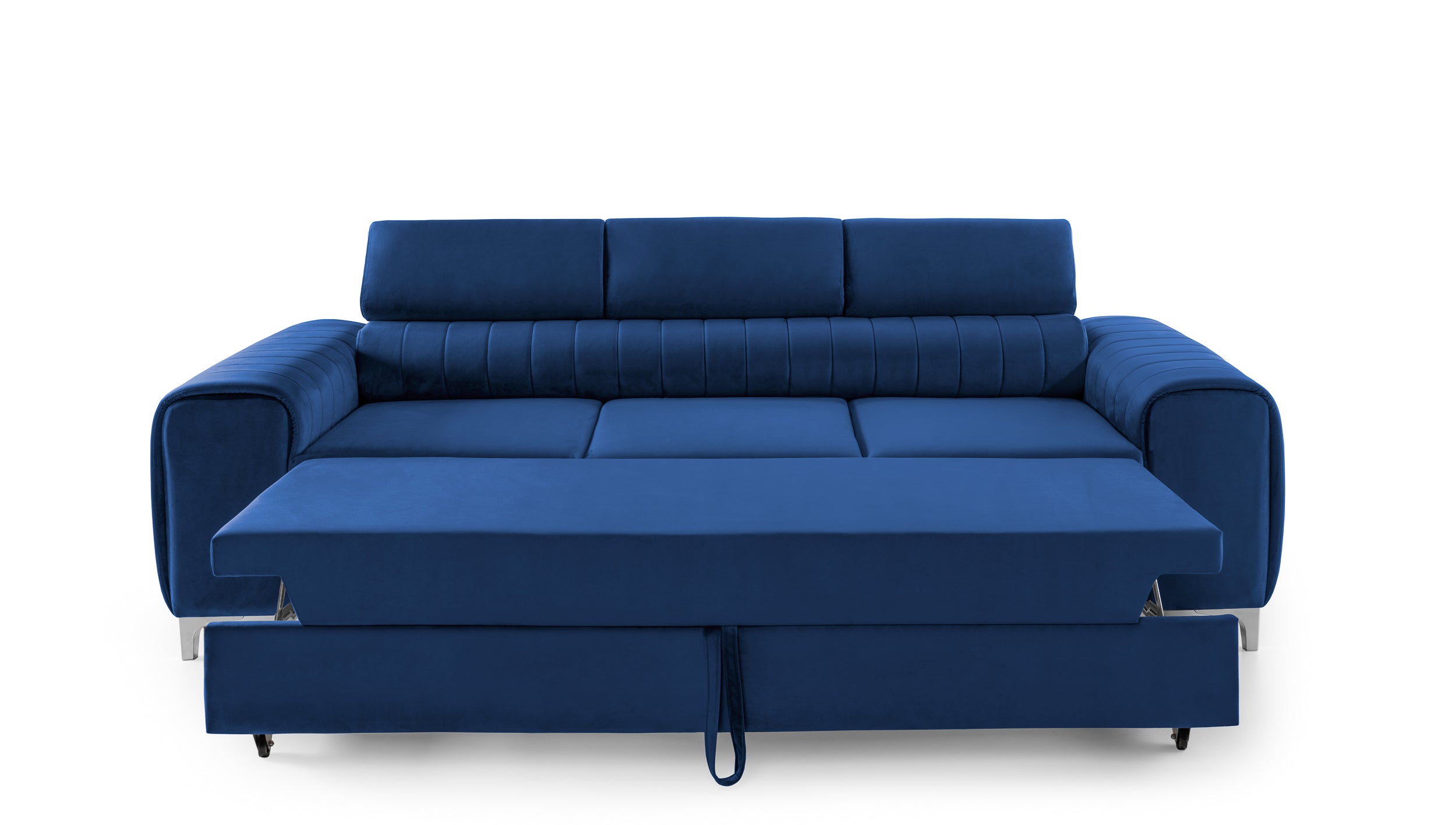 Canapea Extensibilă 3 locuri TIME, cu tetiere reglabile, cu suport lombar, 255x97x94 cm #color_Albastru-Velluto