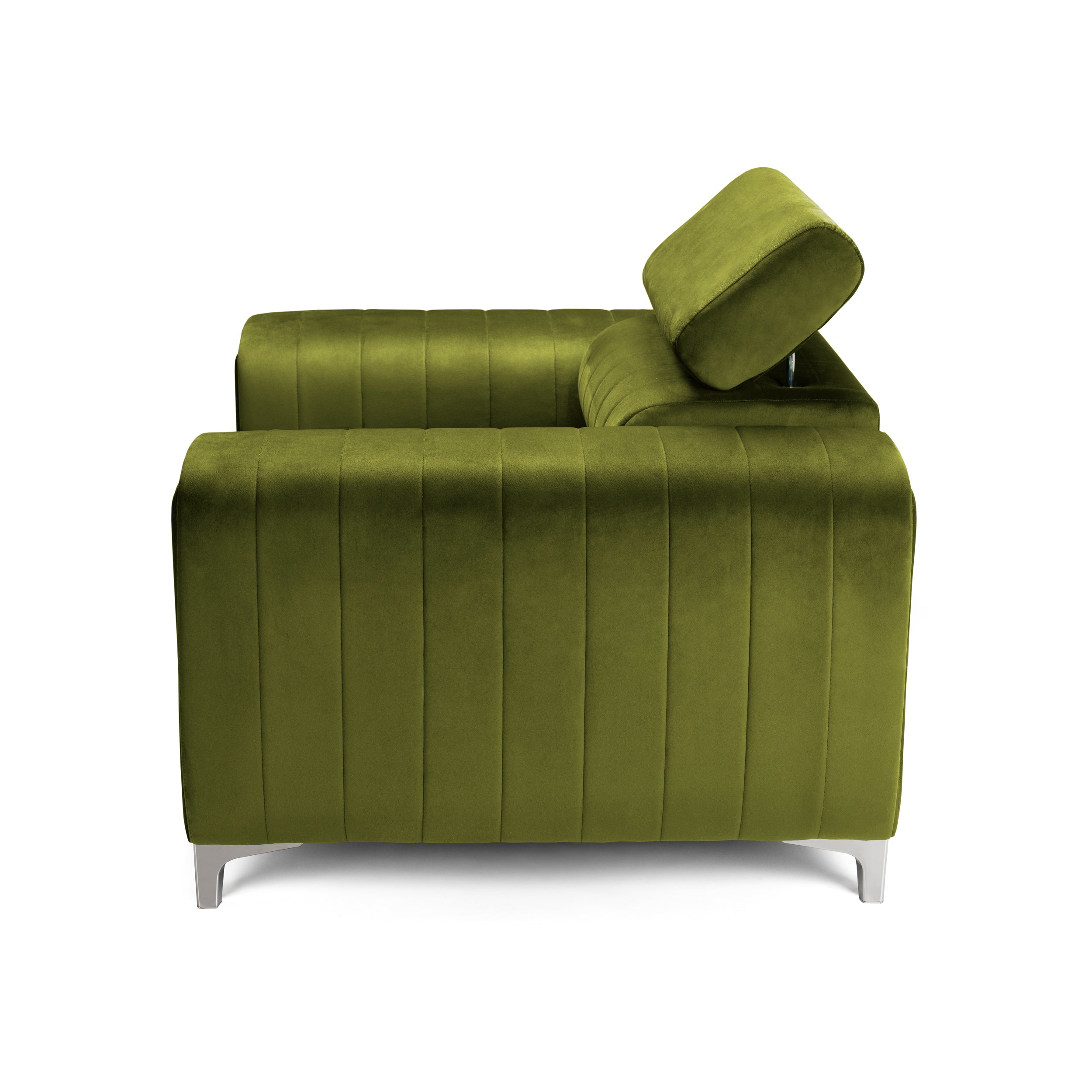 Fotoliu TIME, tetieră reglabilă, suport lombar, 125x97x94 cm, #color_Verde-Olive-Velluto