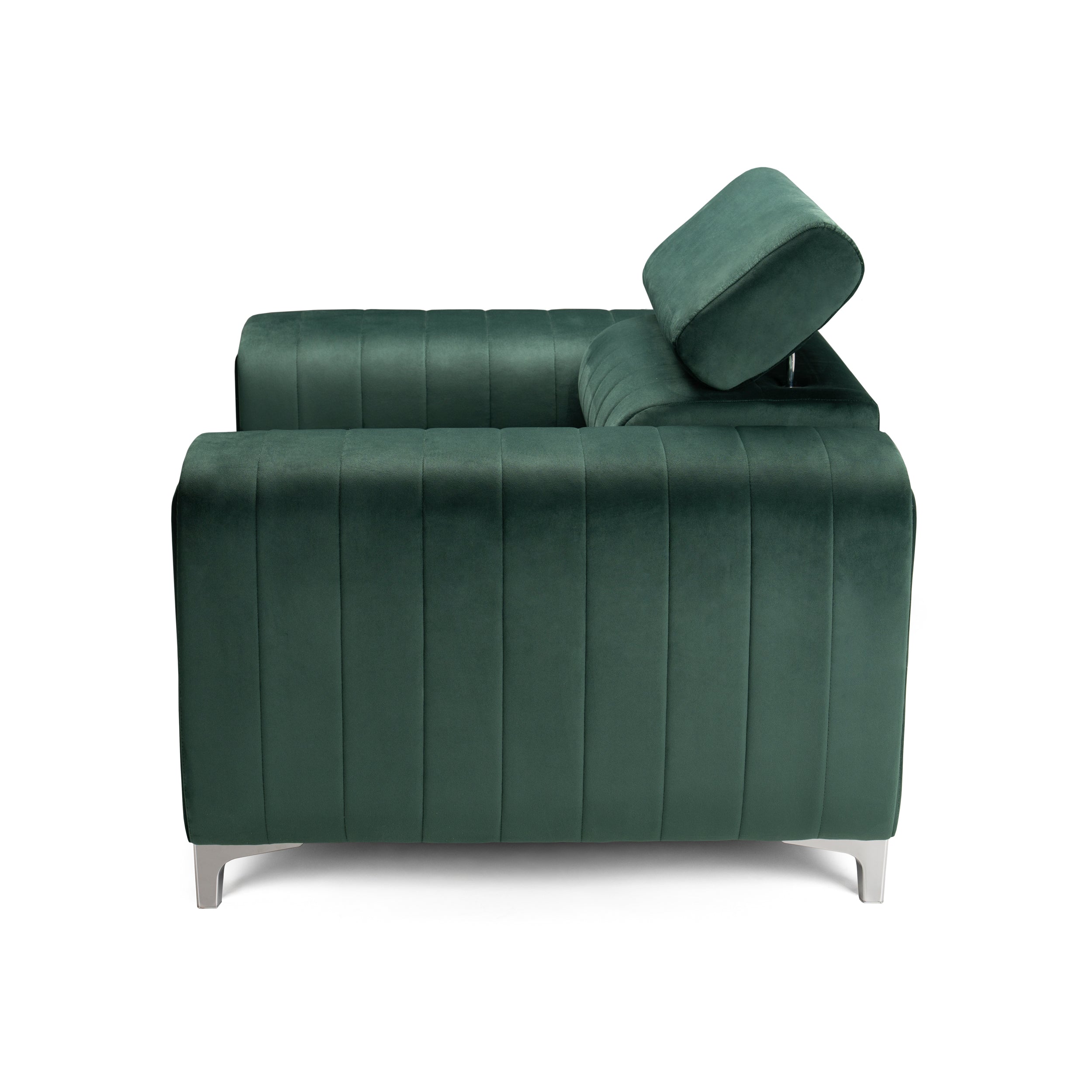 Fotoliu TIME, tetieră reglabilă, suport lombar, 125x97x94 cm, #color_Verde-Padure-Velluto