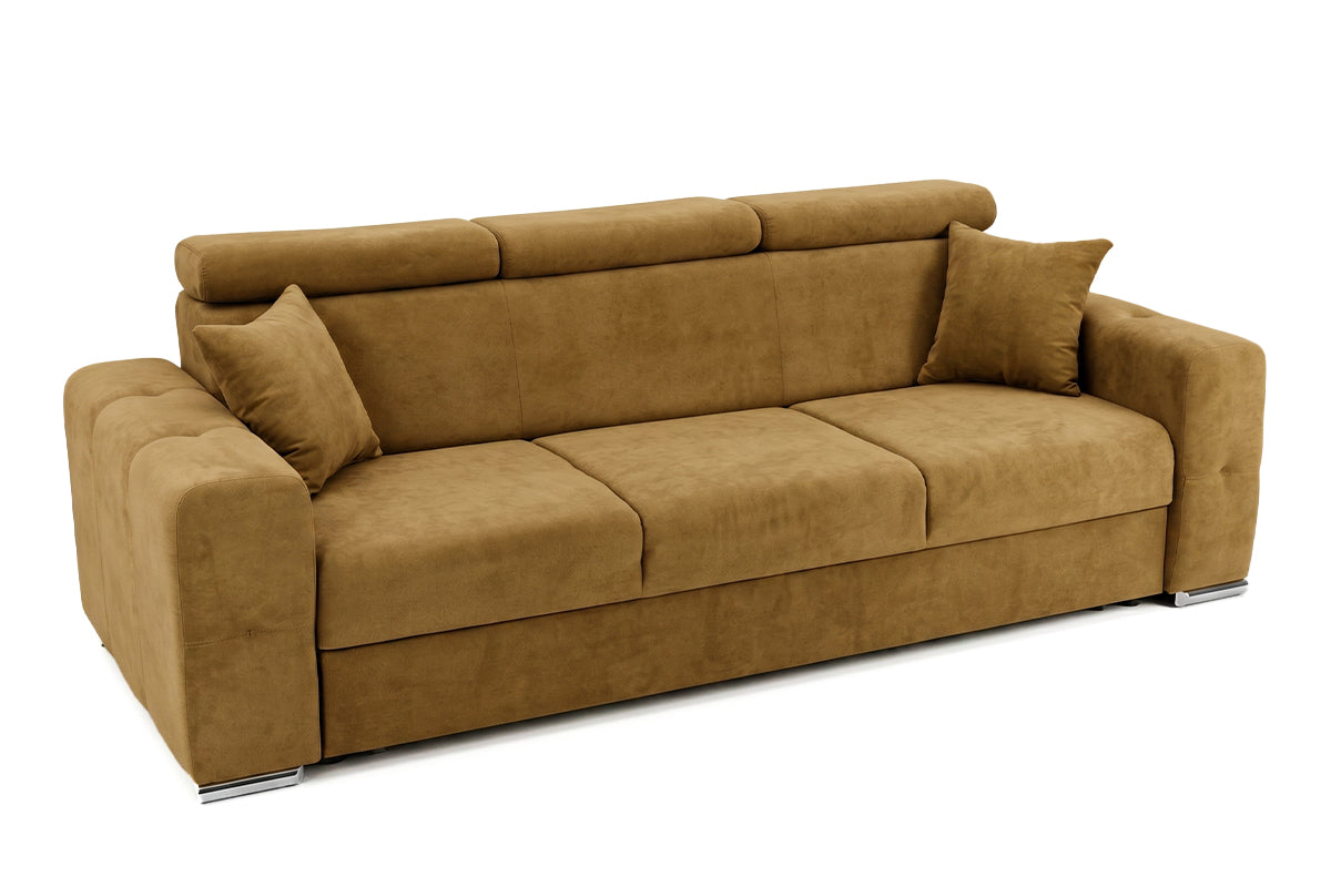 Canapea Extensibilă 3 locuri BELLAGIO, cu tetiere reglabile, 242x95x99 cm, Galben-Olive - Outlet