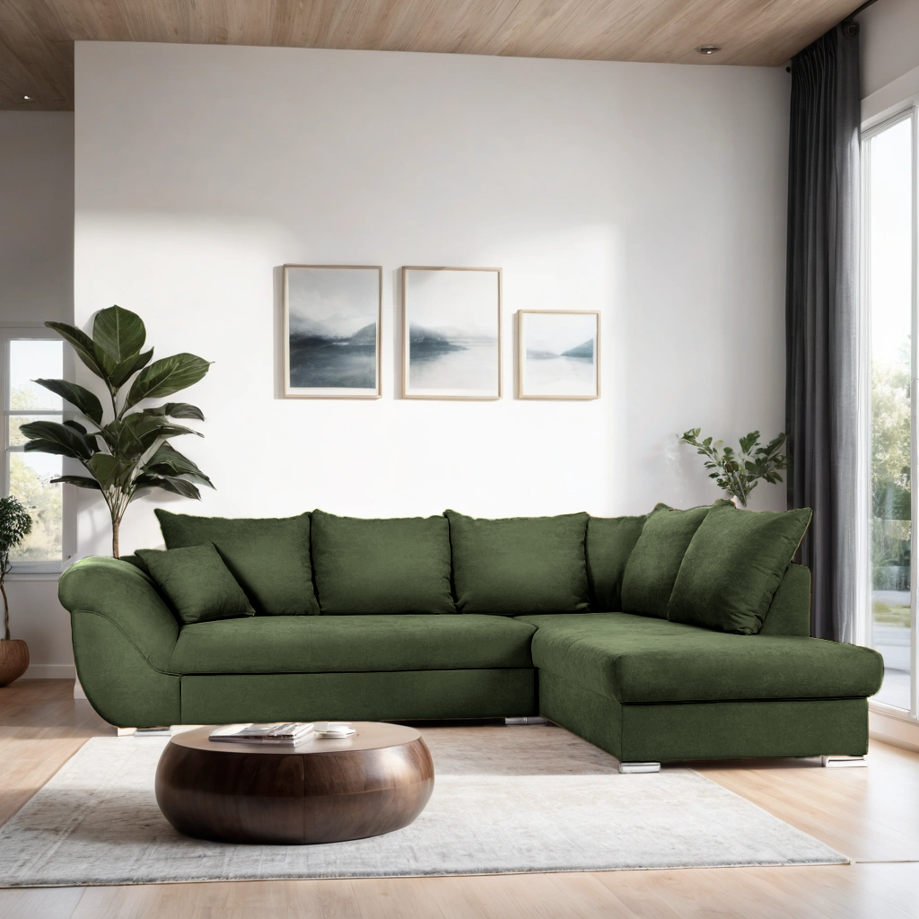 Colțar Extensibil SANTOS, variante stânga/dreapta, 295x215x80 cm, Prestigehome.ro, #color_Verde-enjoy