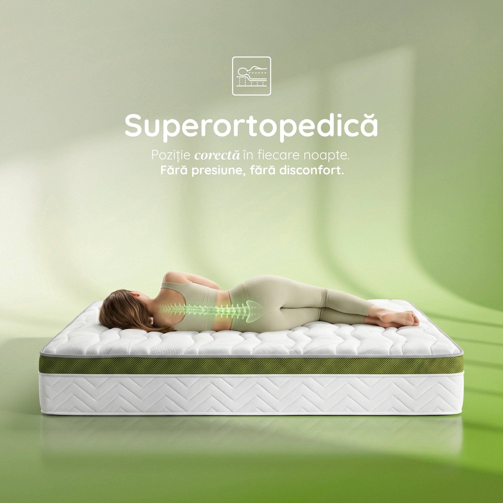 Saltea Ideal Sleep ALOE VERA AIRFLOW MEMORY, Arcuri Bonell, spumă poliuretanică elastică, spumă cu memorie, husă cu aerisire optimă, superortopedică, Grosime 30 cm