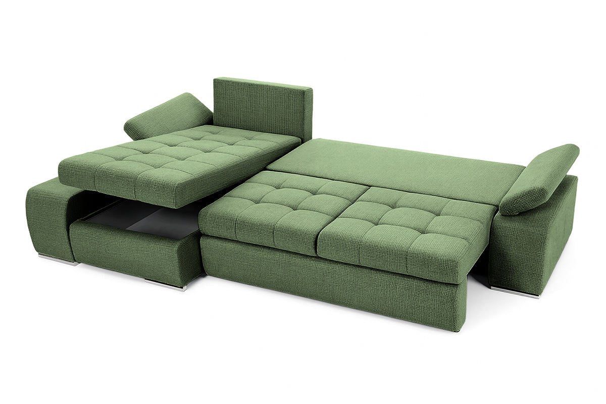 Colțar Extensibil VENETIA, cu ladă de depozitare, variante stânga/dreapta 290x170x80 cm, #color_Verde-Memphis