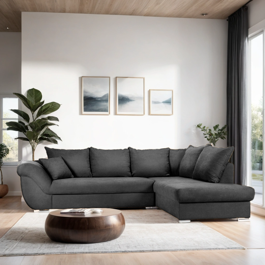 Colțar Extensibil SANTOS, variante stânga/dreapta, 295x215x80 cm, Prestigehome.ro, #color_gri-inchis-enjoy