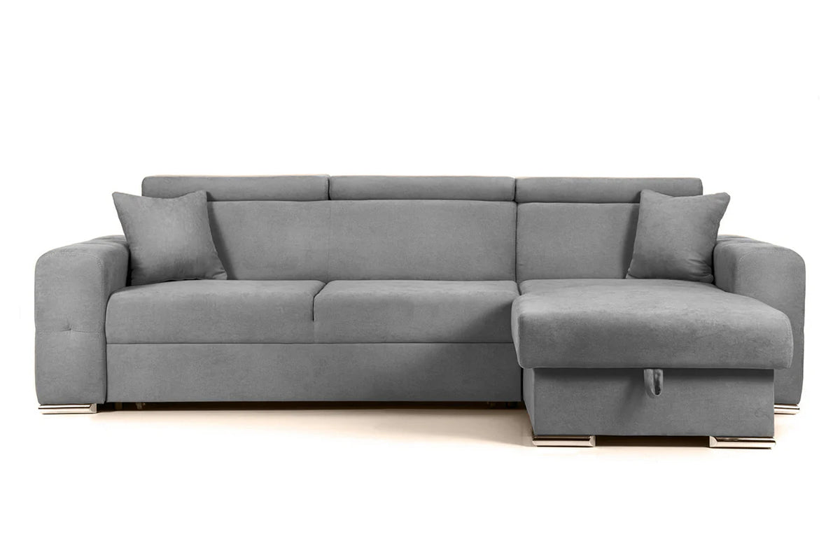 Coltar Extensibil BELLAGIO, sezlong interschimbabil, cu lada de depozitare, cu tetiere, 275x170x85 cm - Prestigehome.ro - Coltare - Prestige - #color_Gri-Deschis-Enjoy