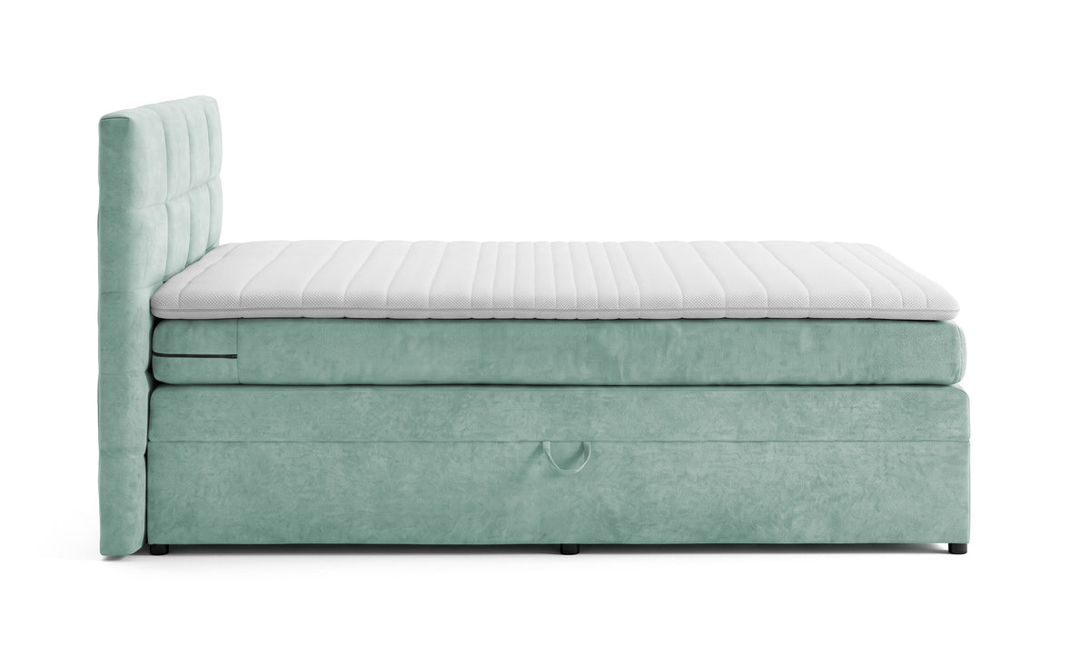 Pat Boxspring Gibson, cu lada de depozitare, Menta, Prestigehome.ro, Prestige, #Color_Menta-Enjoy