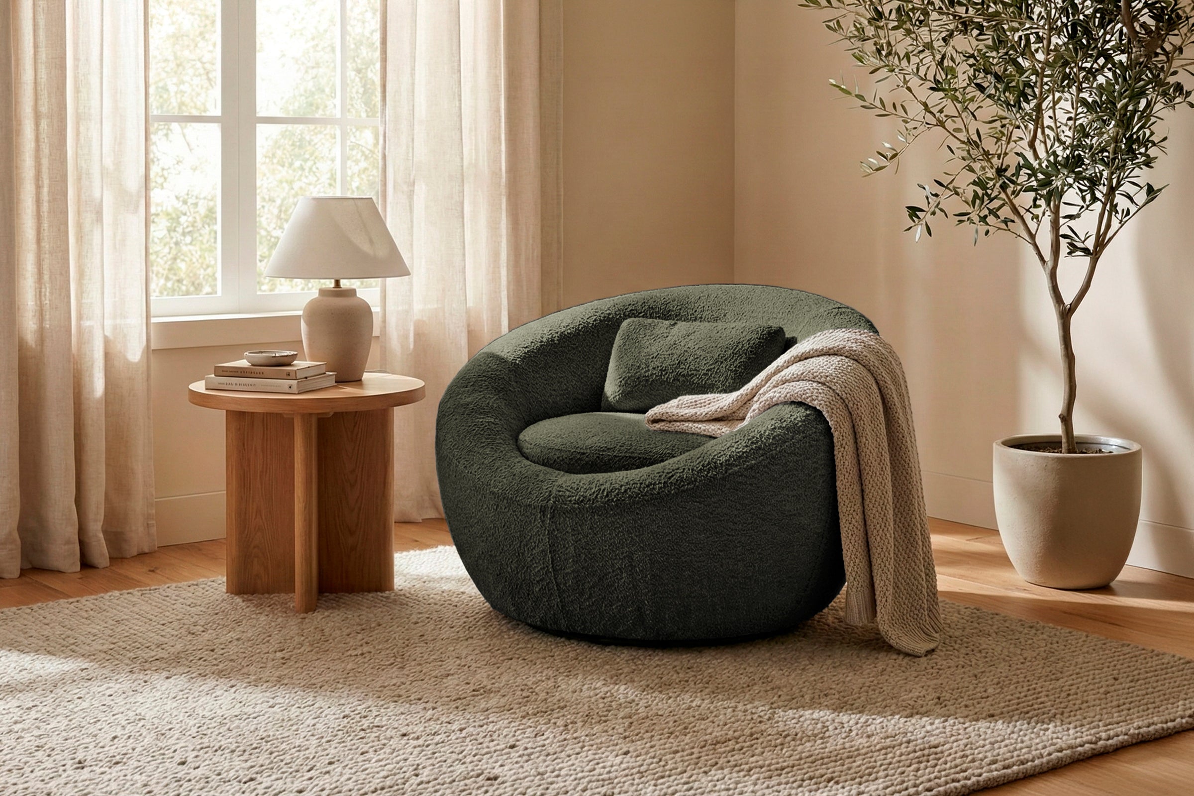 Fotoliu NIDO, suport lombar, 70x70x90 cm, #color_Verde-Anthology