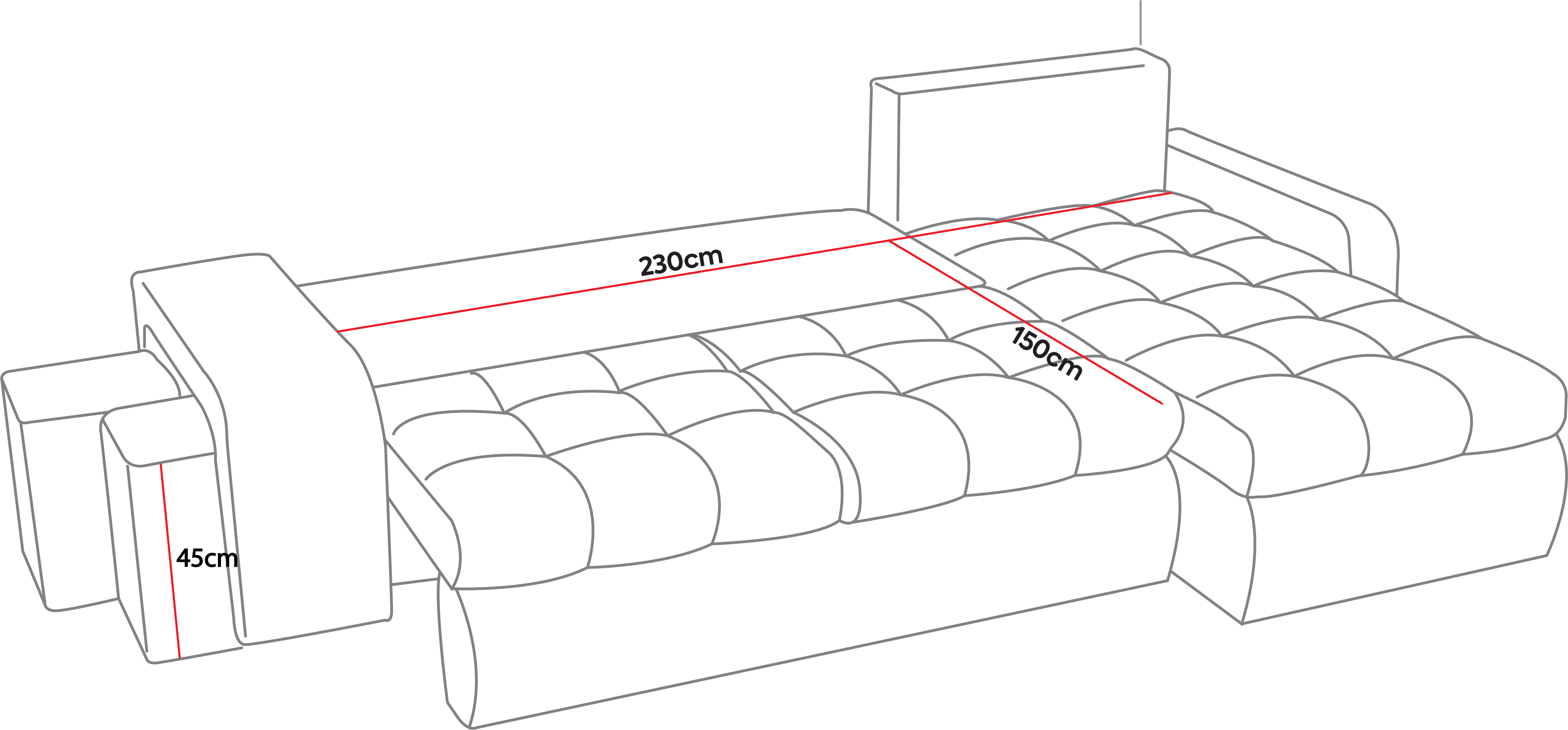 Colțar Extensibil CAROL, cu ladă de depozitare, interschimbabil stânga/dreapta 280x170x95 cm, Negru/Gri - Outlet