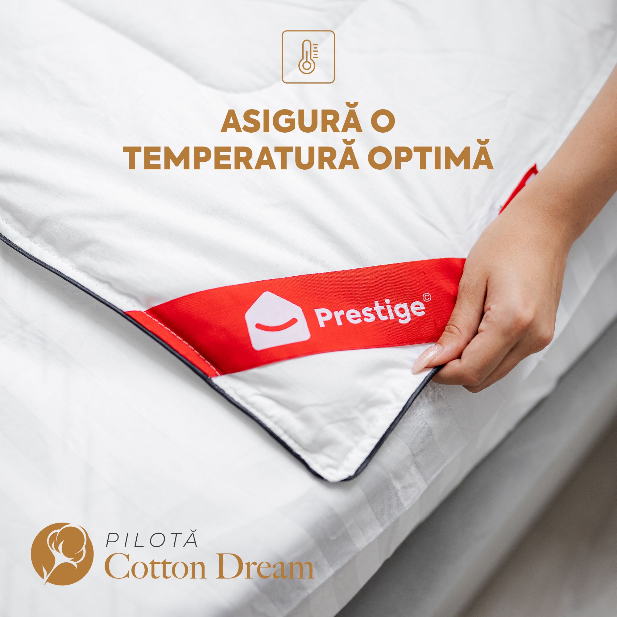 Pilotă Cotton Dream cu microfibră, husă bumbac, 140x200 cm-Pilotă-Prestige Home-Prestige Home