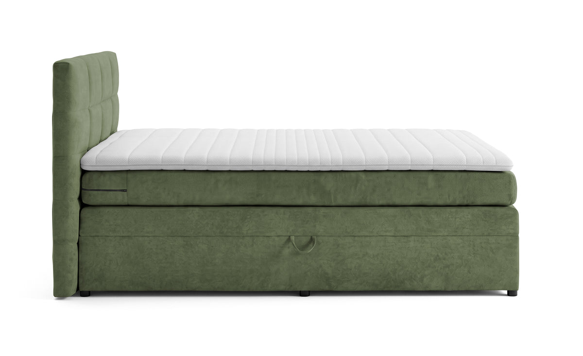 Pat Boxspring Gibson, cu lada de depozitare, Verde, Prestigehome.ro, Prestige, #Color_Verde-Enjoy