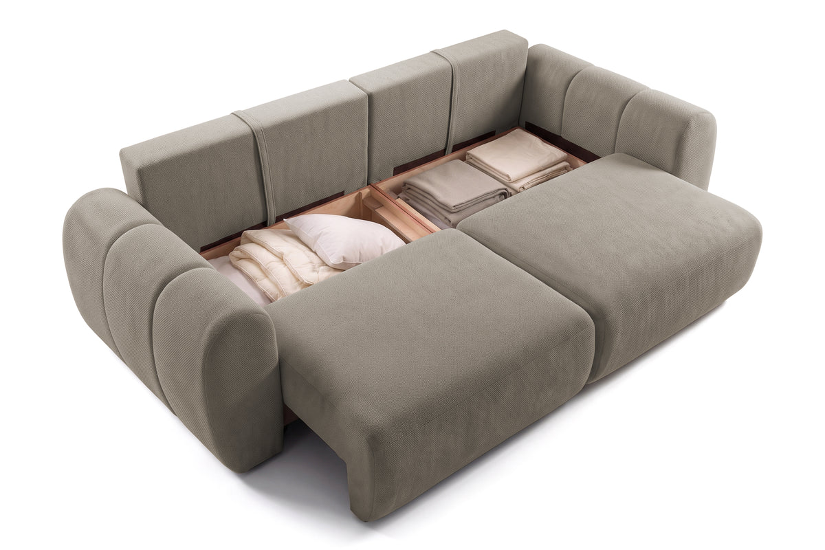 Canapea Extensibilă 3 locuri VERSA, cu 2 lăzi depozitare, 260x110x85 cm, #color_Gri-Inchis-Loft