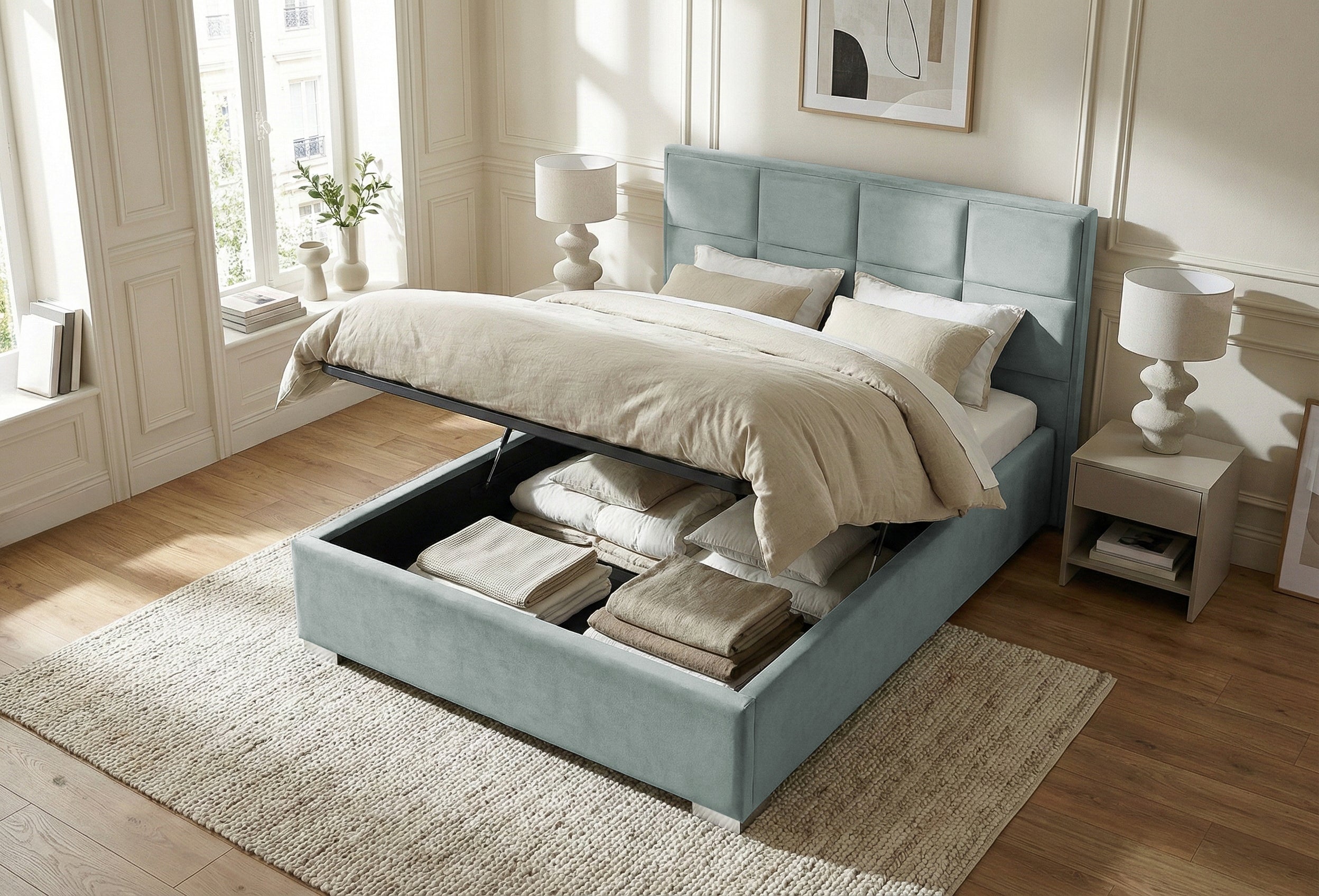 Pat Tapitat Melbourne, cu Lada Rabatabil, Menta, Prestigehome.ro, Prestige, #color_swing-menta