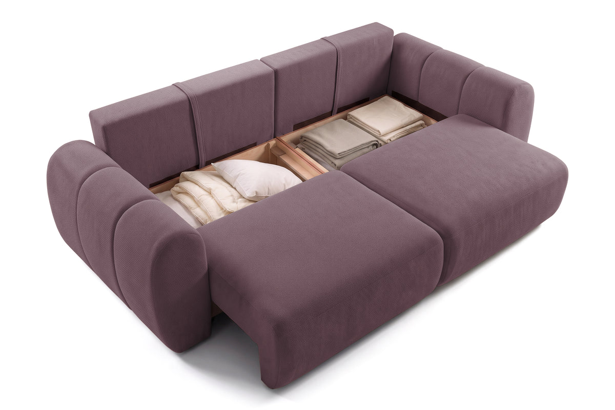 Canapea Extensibilă 3 locuri VERSA, cu 2 lăzi depozitare, 260x110x85 cm, #color_Violet-Loft