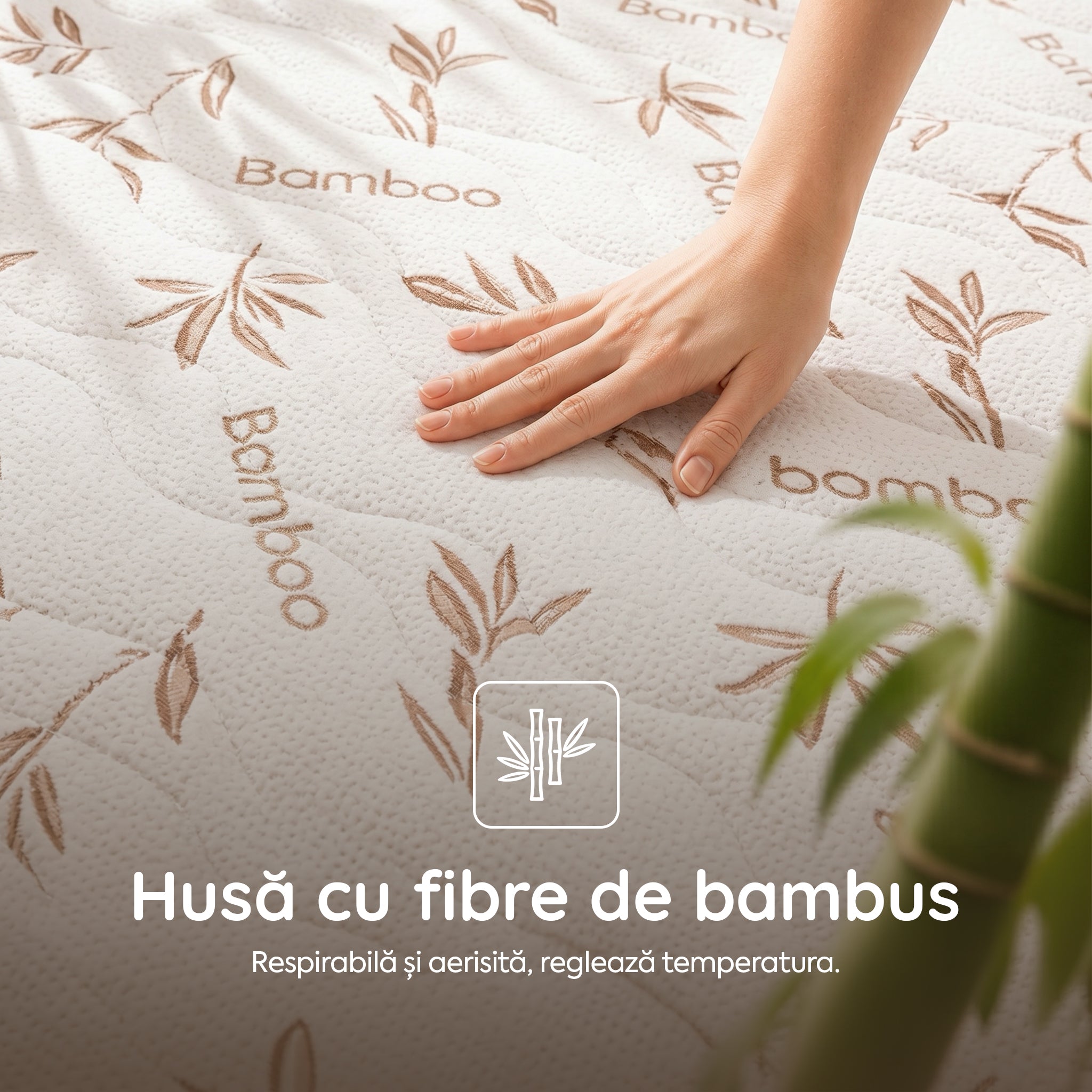 Saltea BAMBOO CONFORT, spumă poliuretanică, reversibilă, hipoalergenică, super ortopedică, Grosime 19 cm  - Prestige Home