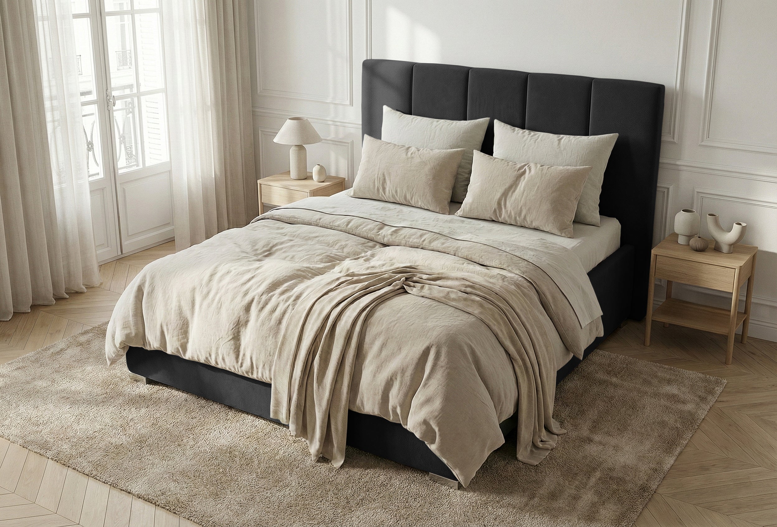 Pat Tapitat Luna, cu Lada Rabatabil, Prestigehome.ro, Prestige, #color_swing-negru