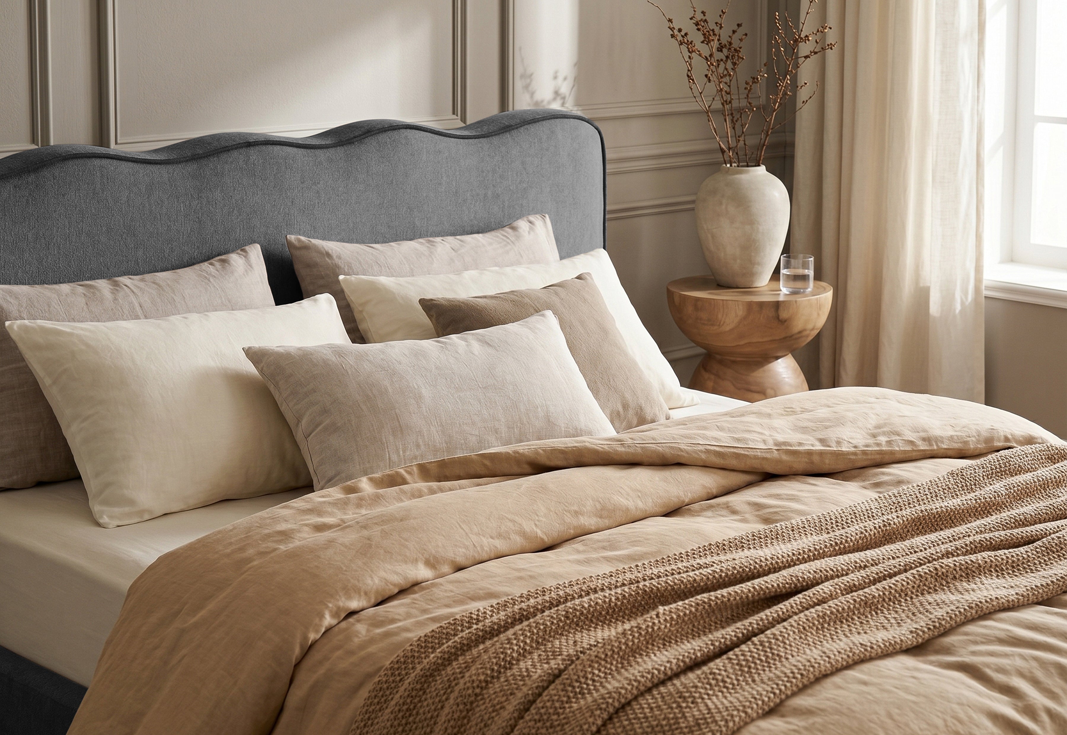 Pat Tapițat KESINGTON, cu somieră rabatabilă și ladă de depozitare, #color_Gri-Antracit-Loft