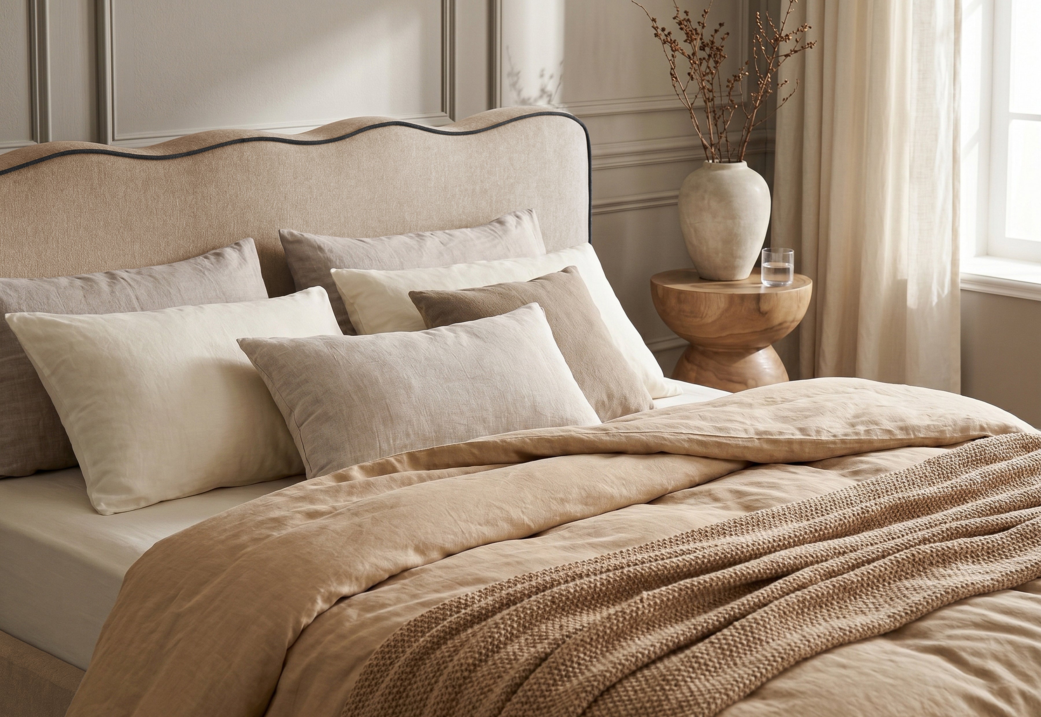 Pat Tapițat KESINGTON, cu somieră rabatabilă și ladă de depozitare, #color_Bej-Loft