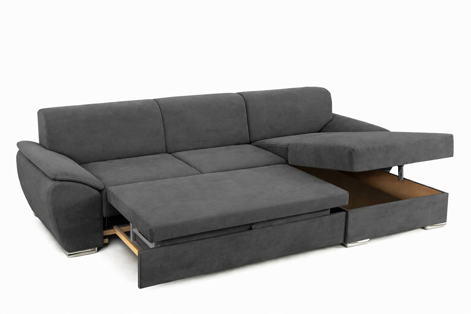 Colțar Extensibil PICASSO, cu ladă de depozitare, variante stânga/dreapta 300x170x80 cm #color_Gri-Inchis-Enjoy