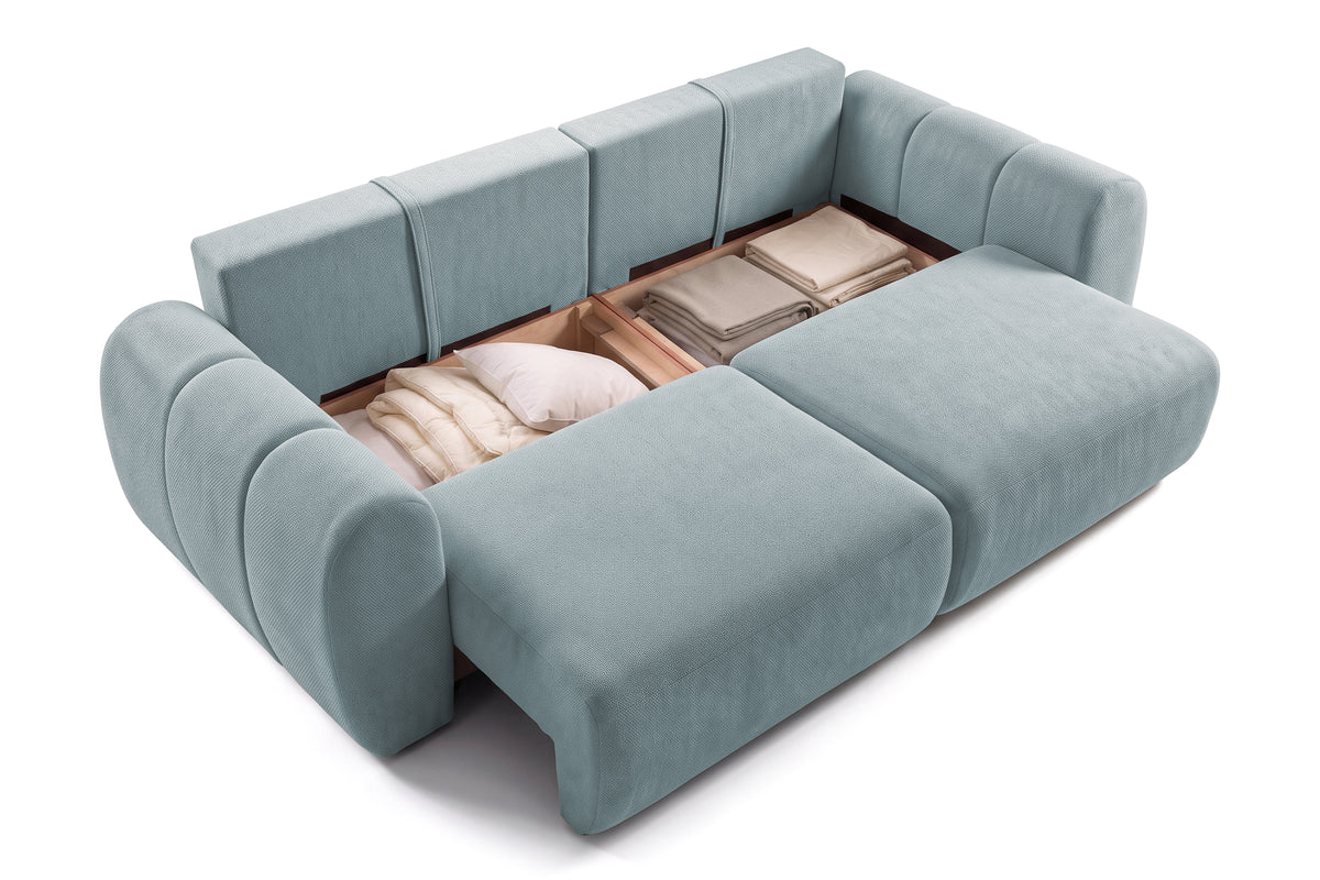 Canapea Extensibilă 3 locuri VERSA, cu 2 lăzi depozitare, 260x110x85 cm, #color_Albastru-Loft