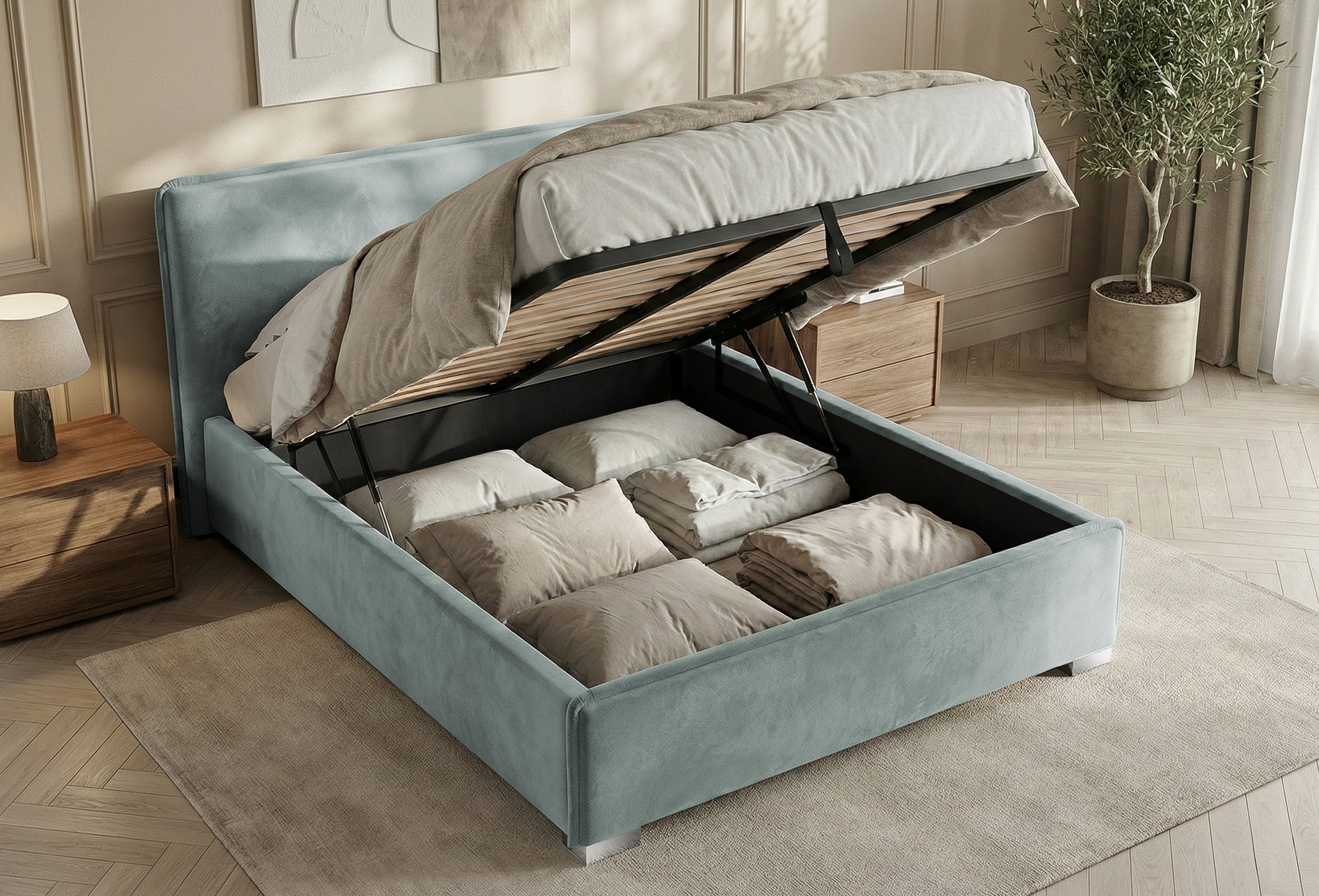 Pat Tapitat Nice, cu Lada Rabatabil, Prestigehome.ro, Prestige, #Color_swing-menta