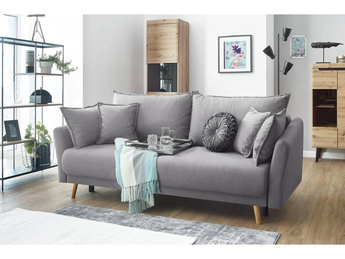 Canapea Extensibilă 3 locuri JULIET, cu ladă de depozitare, 215x88x95 cm - Prestigehome.ro - Canapea - Prestige #color_Gri-Deschis-Loft