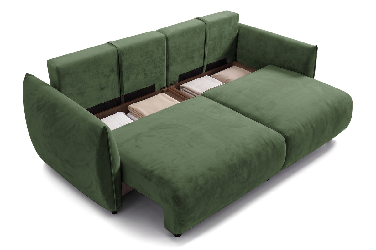 Canapea Extensibilă 3 locuri OSAKA, cu ladă depozitare, 238x110x90 cm #color_Verde-Havana