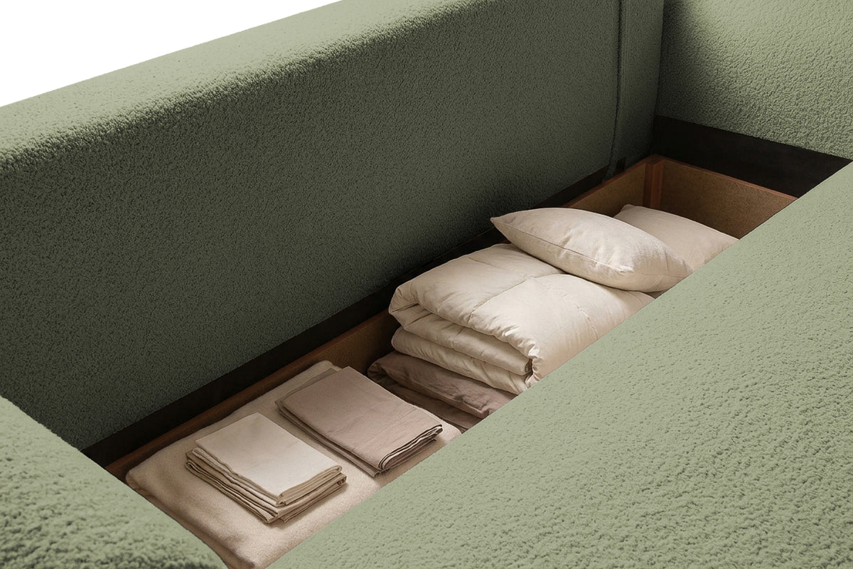 Canapea Extensibilă 3 locuri NOA, cu ladă depozitare, 244x108x80 cm, #color_Verde-Anthology
