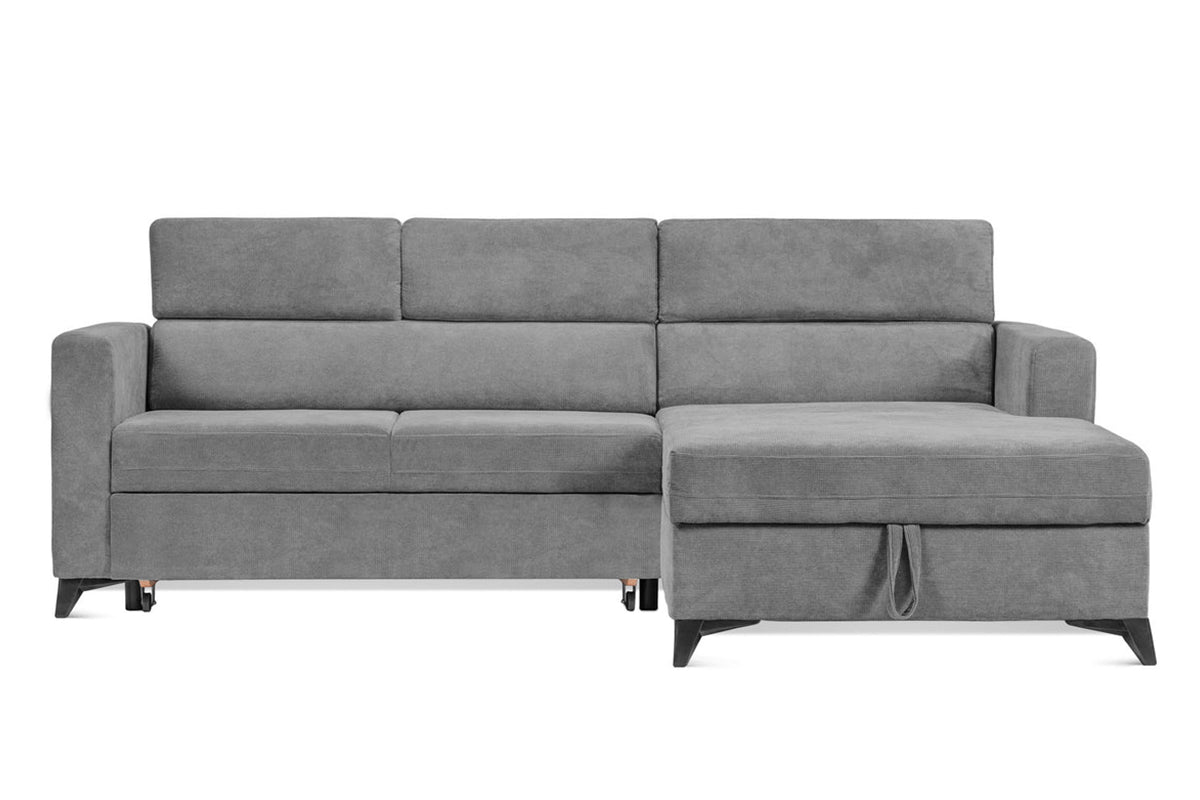 Colțar Extensibil MIZZONI cu lada depozitare tetiere reglabile 250 x 175 x 94 cm